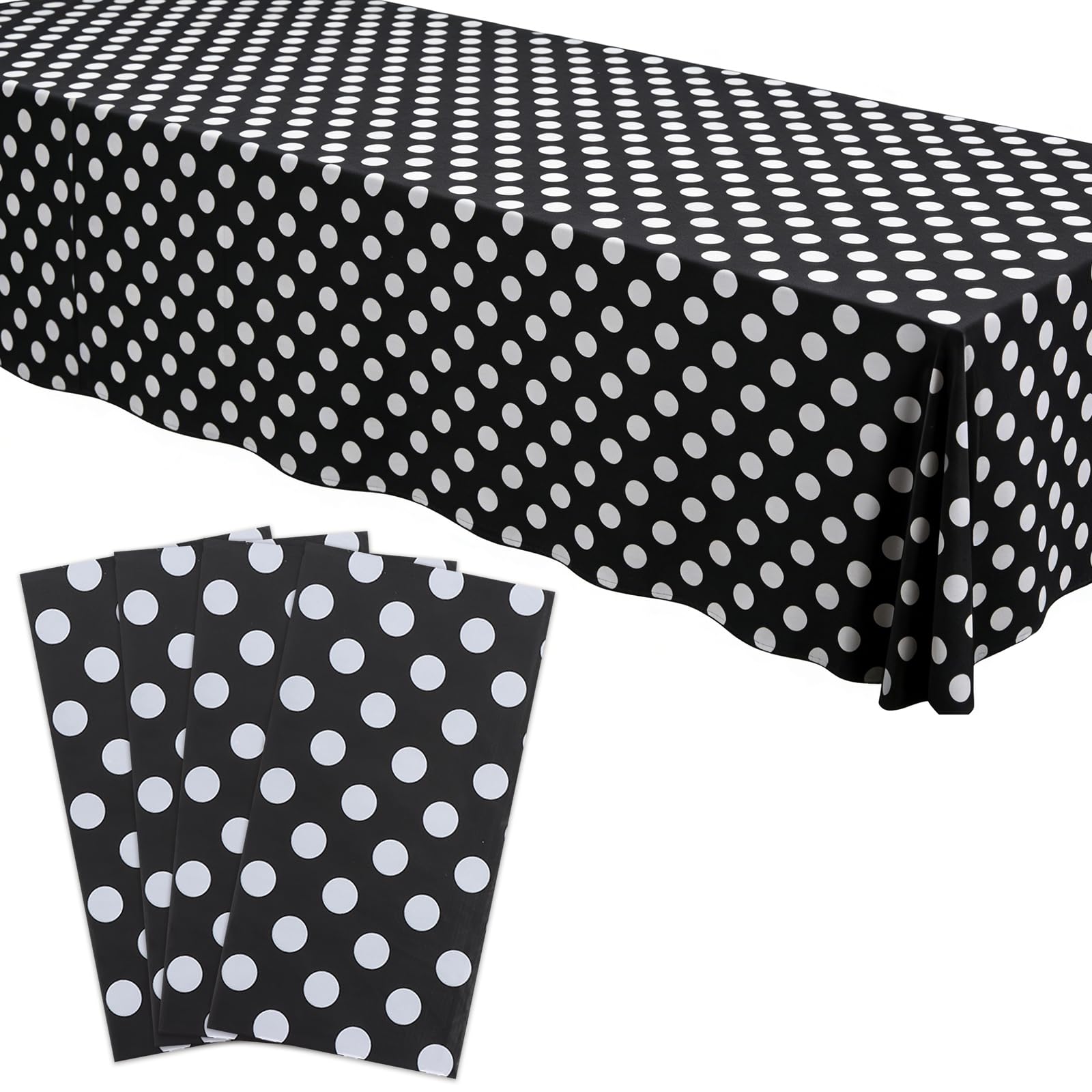 Nappes noires à pois blancs AKOLAFE anti-taches pour protéger vos tables