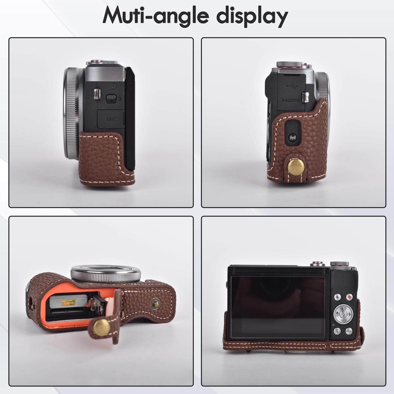 Custodia In Pelle PU Per Canon PowerShot G7X II/III - Vintage, Protettiva Con Cinturino | Include Vite - Foto 3