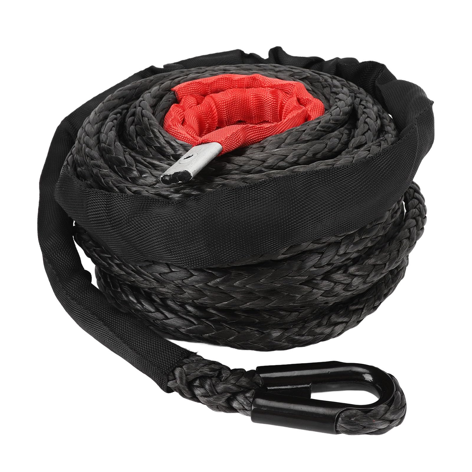 FILFEEL Syntetyczna Lina Wyciągarki z tuleją ochronną 9,5 Mm X 7,5 T Kabel o Wysokiej Wytrzymałości do Pojazdu Terenowego 4WD ATV UTV SUV
