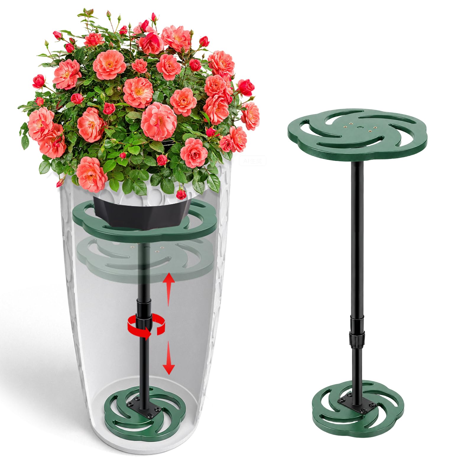 Axcoix Rialzi per piante regolabili in altezza per vasi interni, inserti in plastica per vasi grandi, riempitivi per vasi alti e rotondi (base o parte superiore da 15,2 cm, 20,3 cm, 25,4 cm)