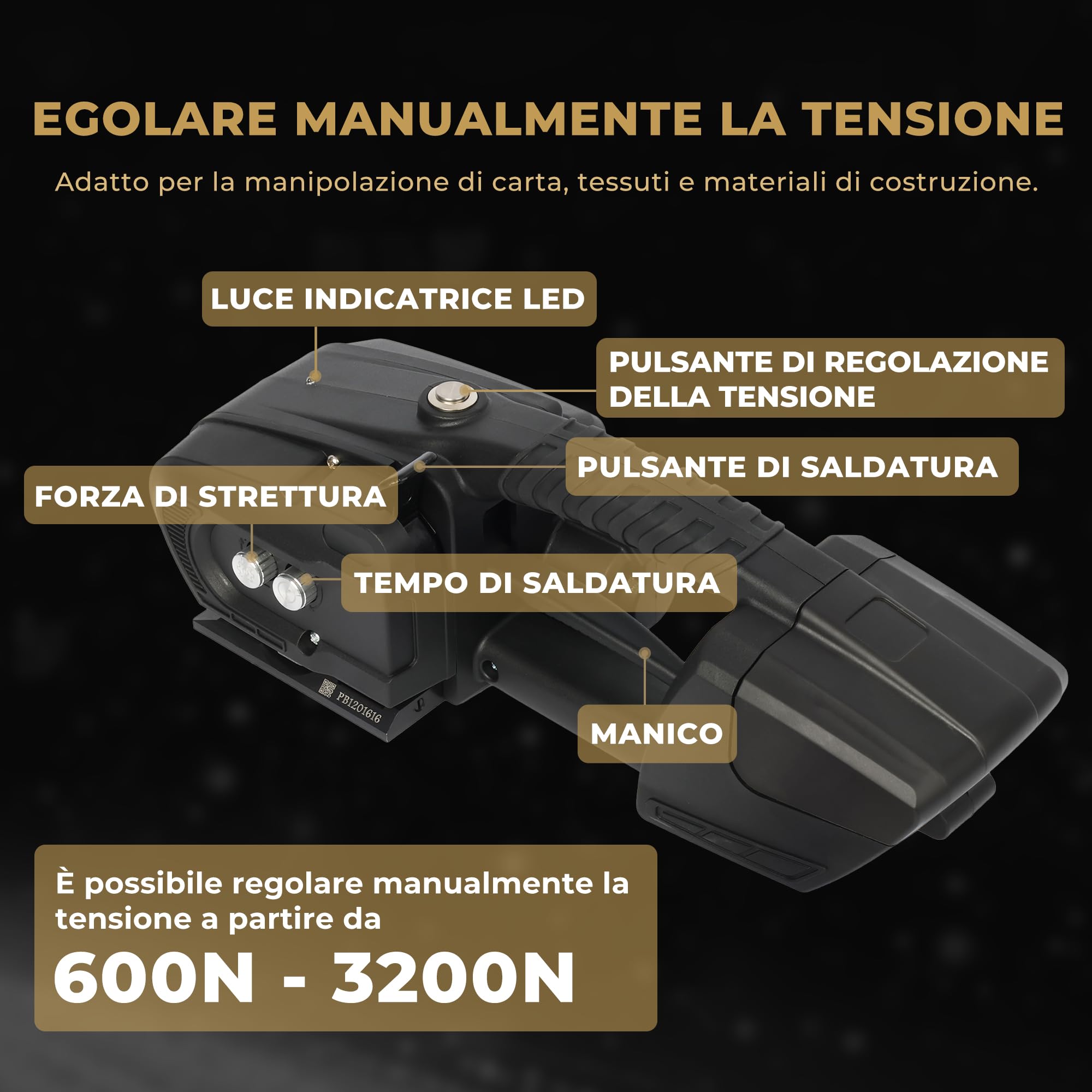 U.S. Solid Reggiatrice elettrica automatica a batteria – 2 x 4000 mAh, per nastri PP/PET 13-16 mm, per imballaggio e pallet