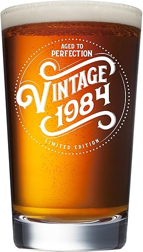 Regalos de cumpleaños número 40 para hombres y mujeres Vaso de cerveza de 16 onzas estilo vintage 1984 Decoraciones de cumpleaños 40 para hombres