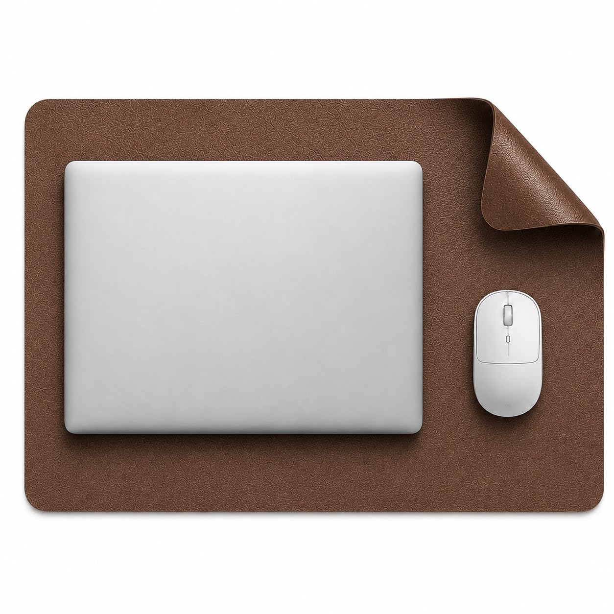 Double-Sided Laptop Desk Mat 45 x 30 cm | PU Leather Desk Pad, Waterproof Mouse Pad & Keyboard Mat, Reversible Office Desk Protector for Up to 15.6 Inch Laptops (Dark Coffee)-image-43