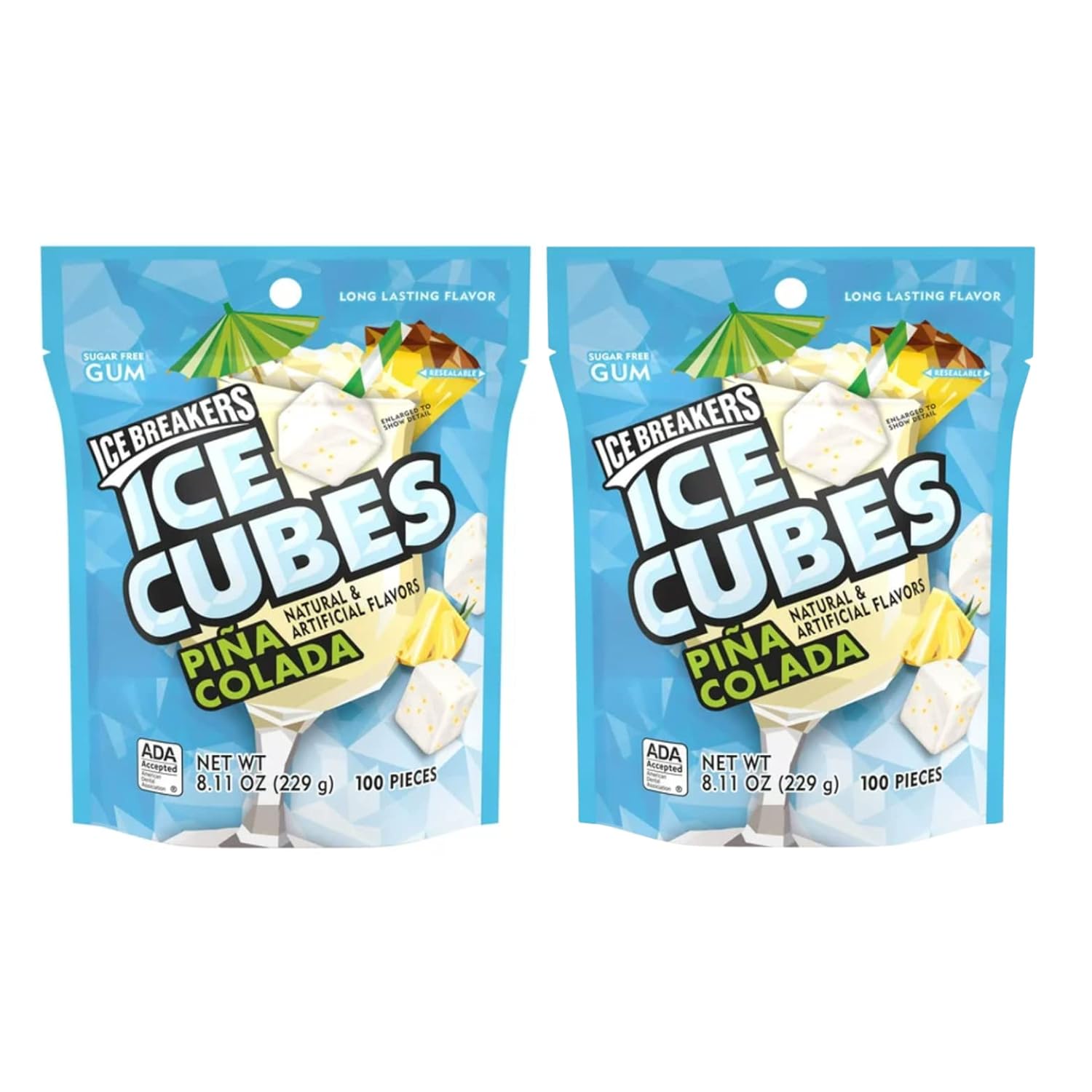 ICE BREAKERS, ICE CUBES Sugar Free Chewing Gum, Two 8.11