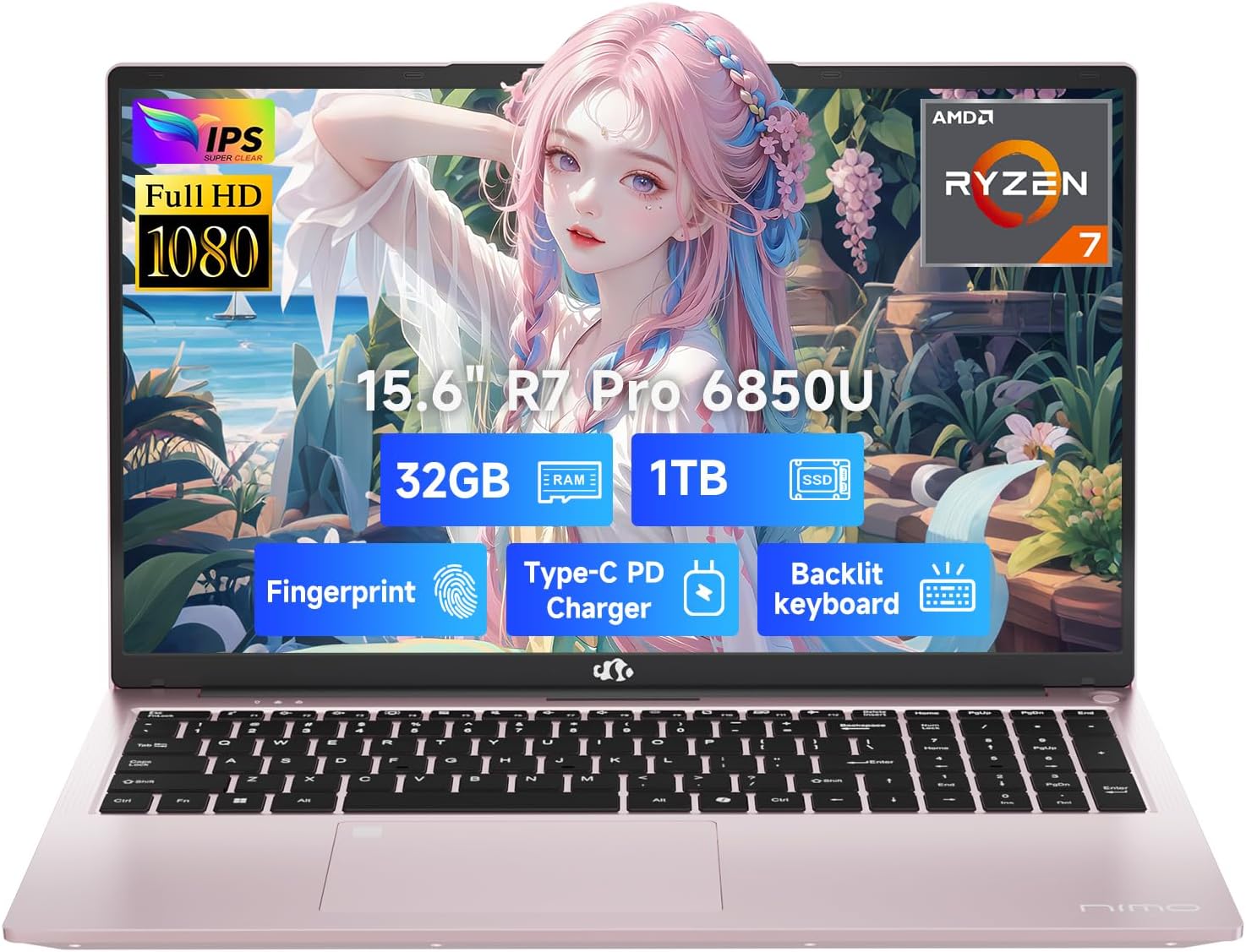 NIMO 15.6″ Light-Gaming-Laptop, 8 Cores AMD Ryzen 7 Pro 6850U 32GB LPDDR5 RAM 1TB SSD (Beat i7-1360P Up to 4.7GHz) AMD Radeon 680M GPU IPS FHD Computer with 100W Type-C Backlit Keyboard Fingerprint NIMO 15.6″ Light-Gaming-Laptop, 8 Cores AMD Ryzen 7 Pro 6850U 32GB LPDDR5 RAM 1TB SSD (Beat i7-1360P Up to 4.7GHz) AMD Radeon 680M GPU IPS FHD Computer with 100W Type-C Backlit Keyboard Fingerprint