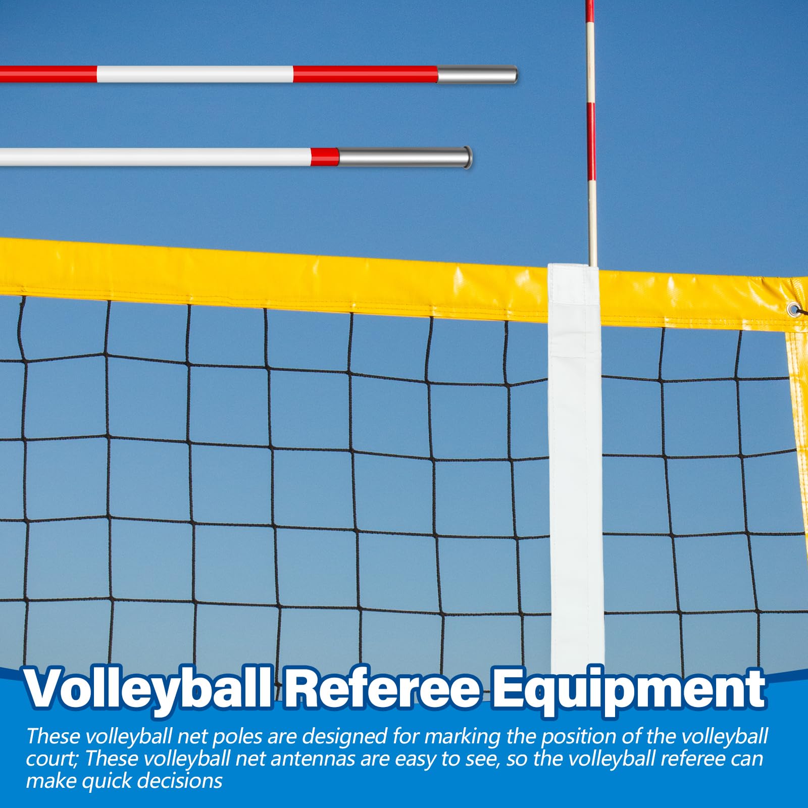 Shappy Juego de 4 antenas de voleibol con funda, red de voleibol, antenas de red plegables, equipo de árbitro de voleibol con postes, antenas de voleibol rojas y blancas