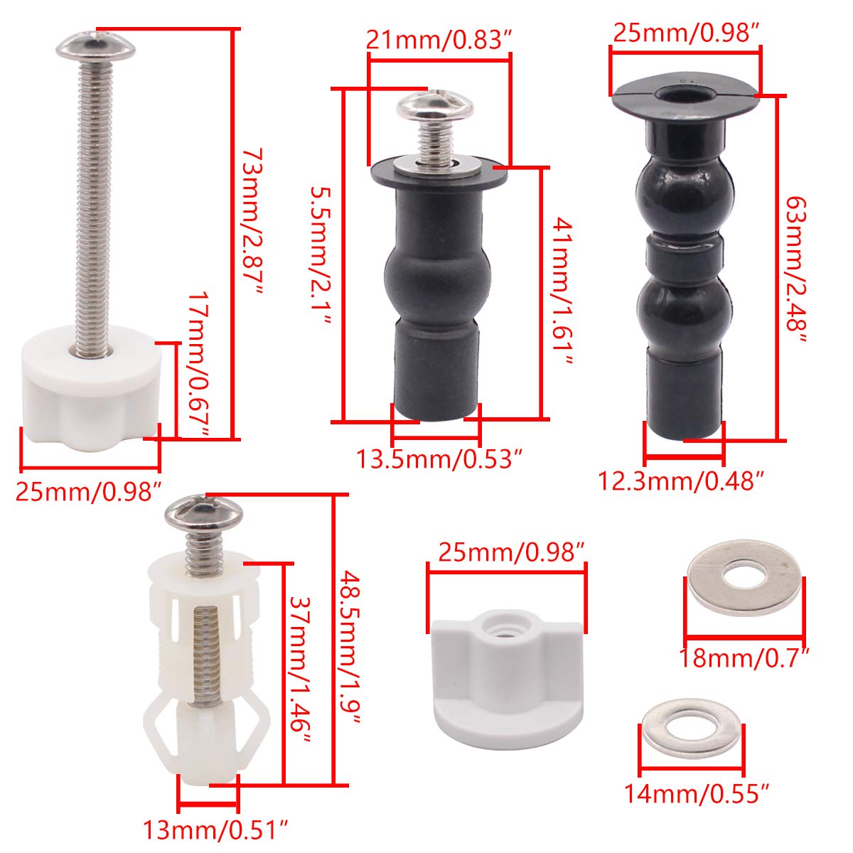 Doo Engy Toilettensitz Schrauben WC-Sitz Befestigungsset Edelstahl Scharnier Muttern Reparatur Teile für Toilettendeckel Deckel Klodeckel Sitz Universal 3 Paare