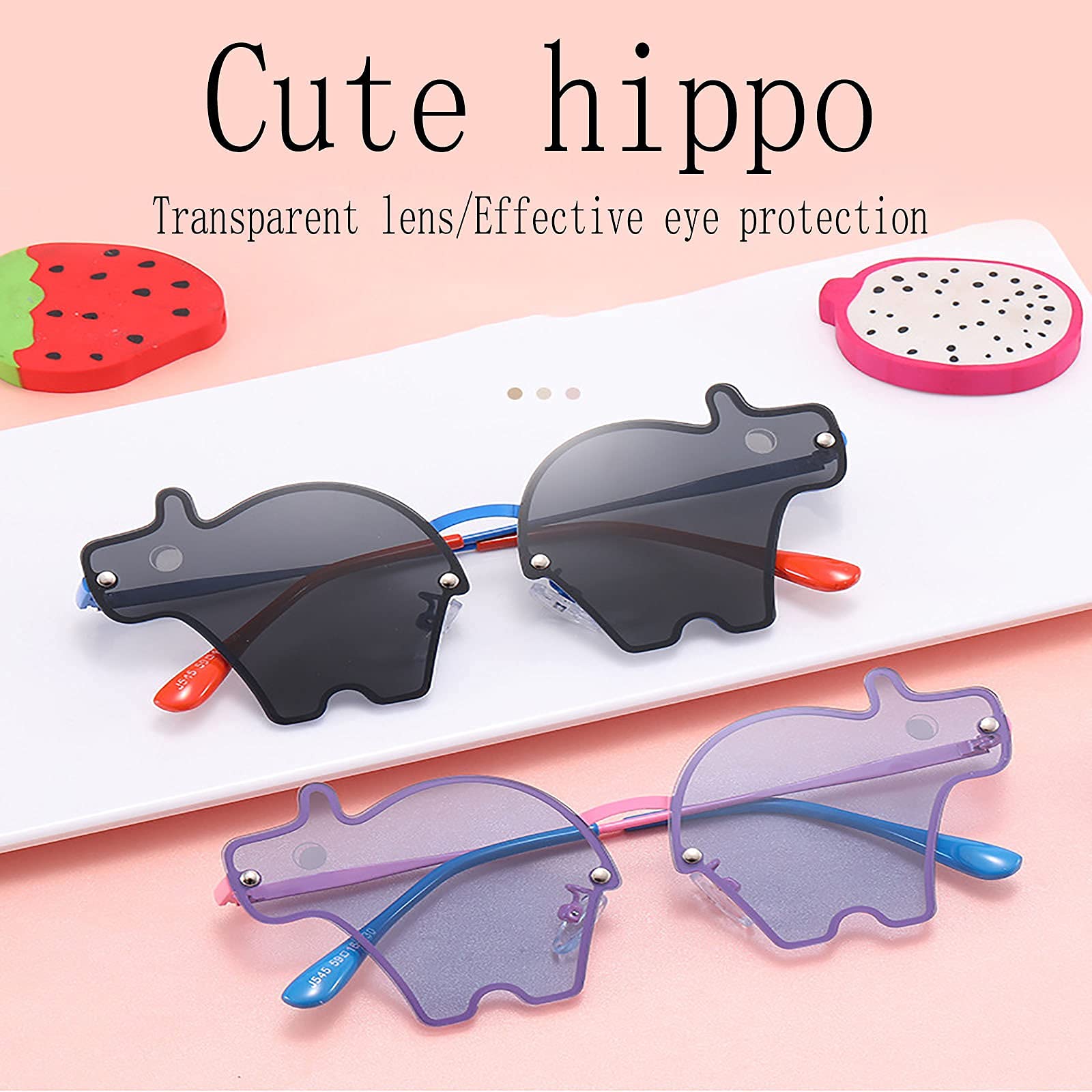 Children's Sunglasses for Boys and Girls Age 4-7 Years Old Hippo Children's Sunglasses (Two Pieces)-Gray