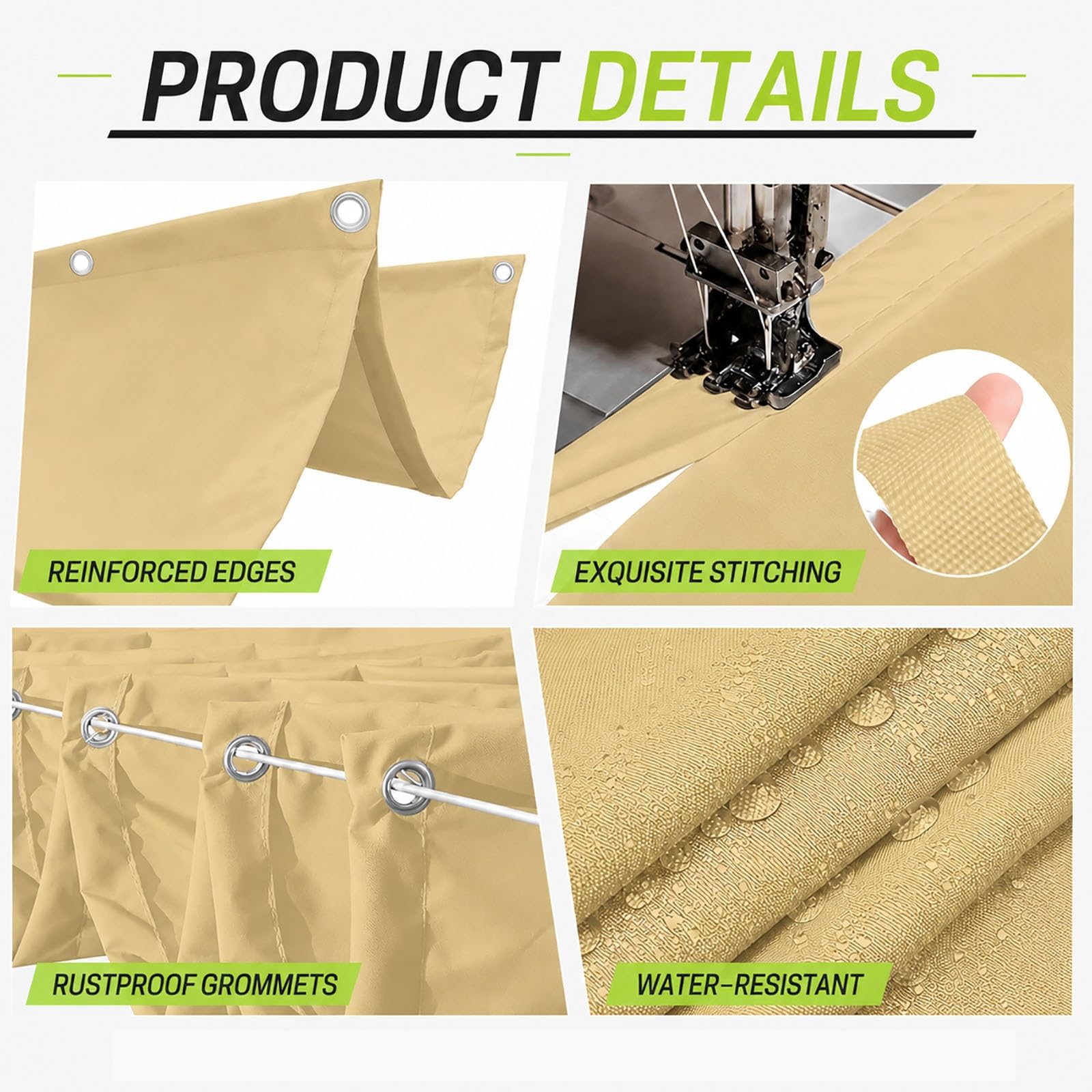 Copertura Retrattile per Gazebo Pergola 4 x 5.5 m Protezione Solare Respirante Impermeabile Antivento Robusto Tenda a Vela Giardino per Giardino Esterno, Giallo sabbia