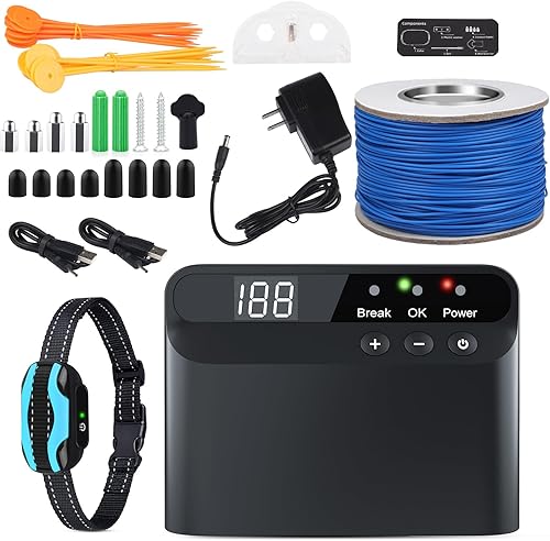 PcEoTllar Valla eléctrica para perros, sistema de valla subterránea recargable para perros, sistema de contención de mascotas, 1 receptor de collar