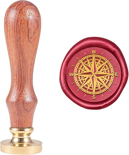 PH PandaHall Sello de cera de brújula, sello de sellado retro vintage, sello de cera para adorno de sobres, Navidad, boda, fiesta, invitación,