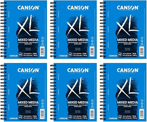 Canson Bloc de medios mixtos serie XL 5-1/2 x 8-1/2", paquete de 6