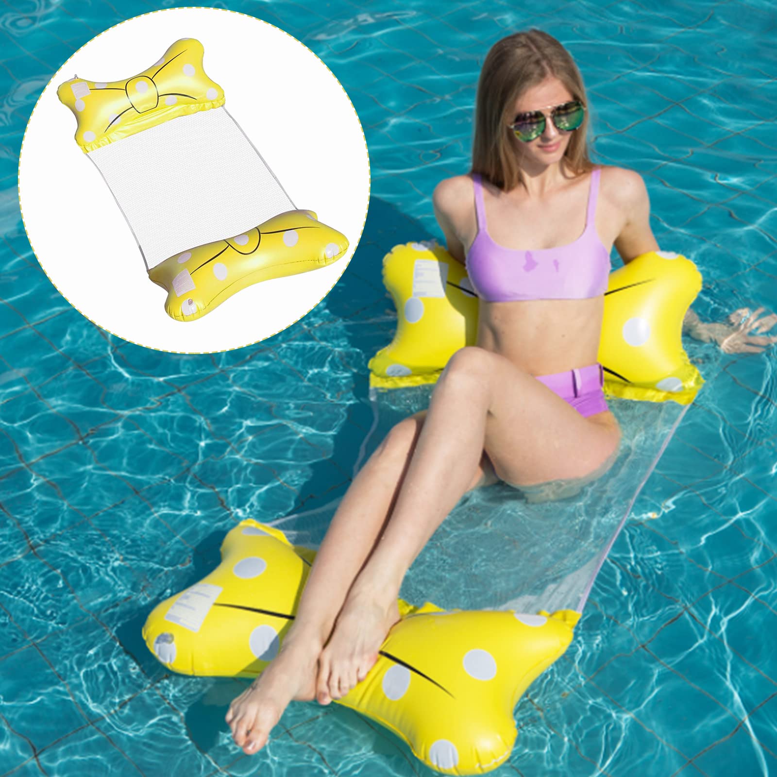 Pacco Da 2 Amache Gonfiabili Per Piscina Con Rete E Portabevande - Lettini Ad Acqua 4 In 1 Per Adulti E Bambini