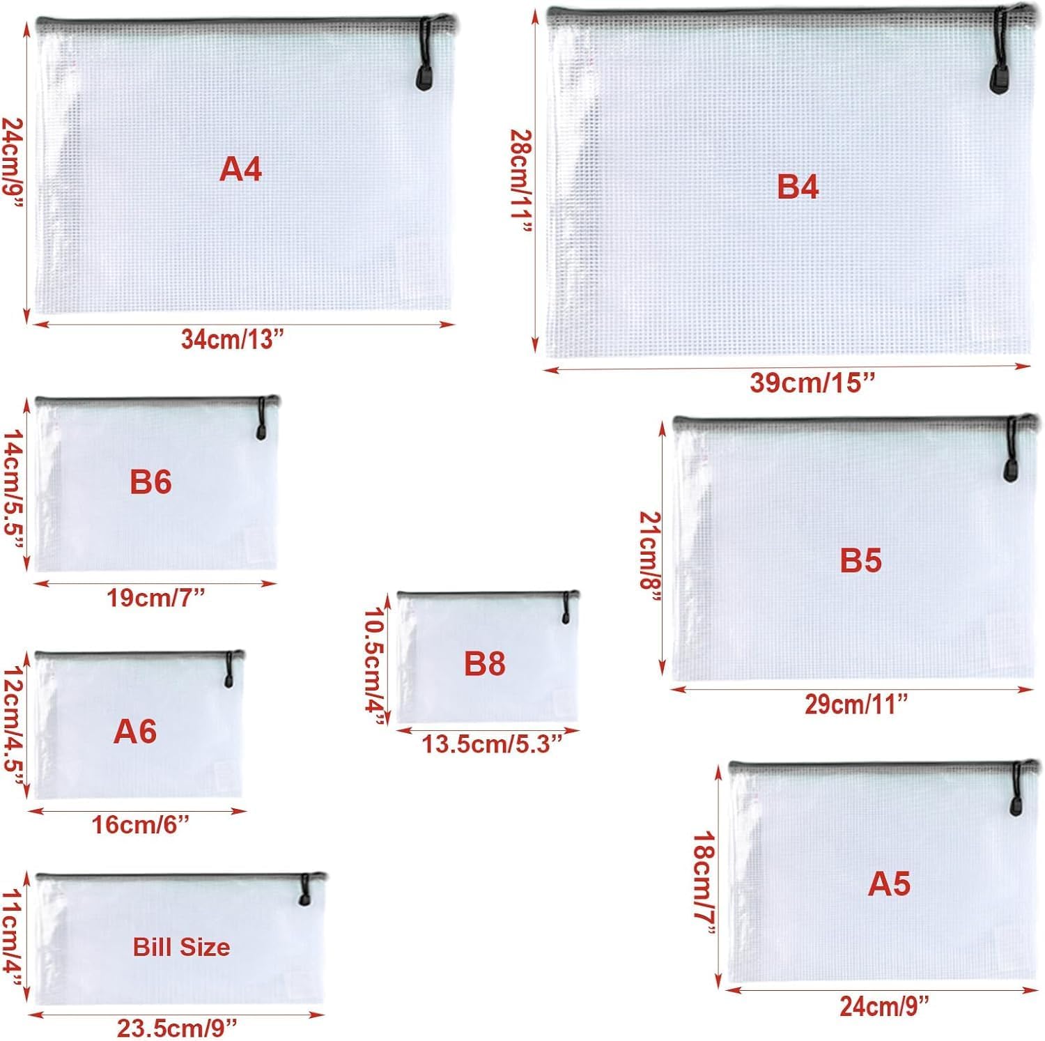 Plastic Mesh Zipper Pouch Document Folders Bag Zip File Bags for Office Supplies Storage-15 Pcs (Black, 3"x 5") - Image 2