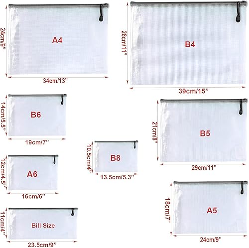 Miniatura 2 de Bolsa de malla de plástico con cremallera para carpetas de documentos, bolsas de archivos con cremallera para almacenamiento de suministros de