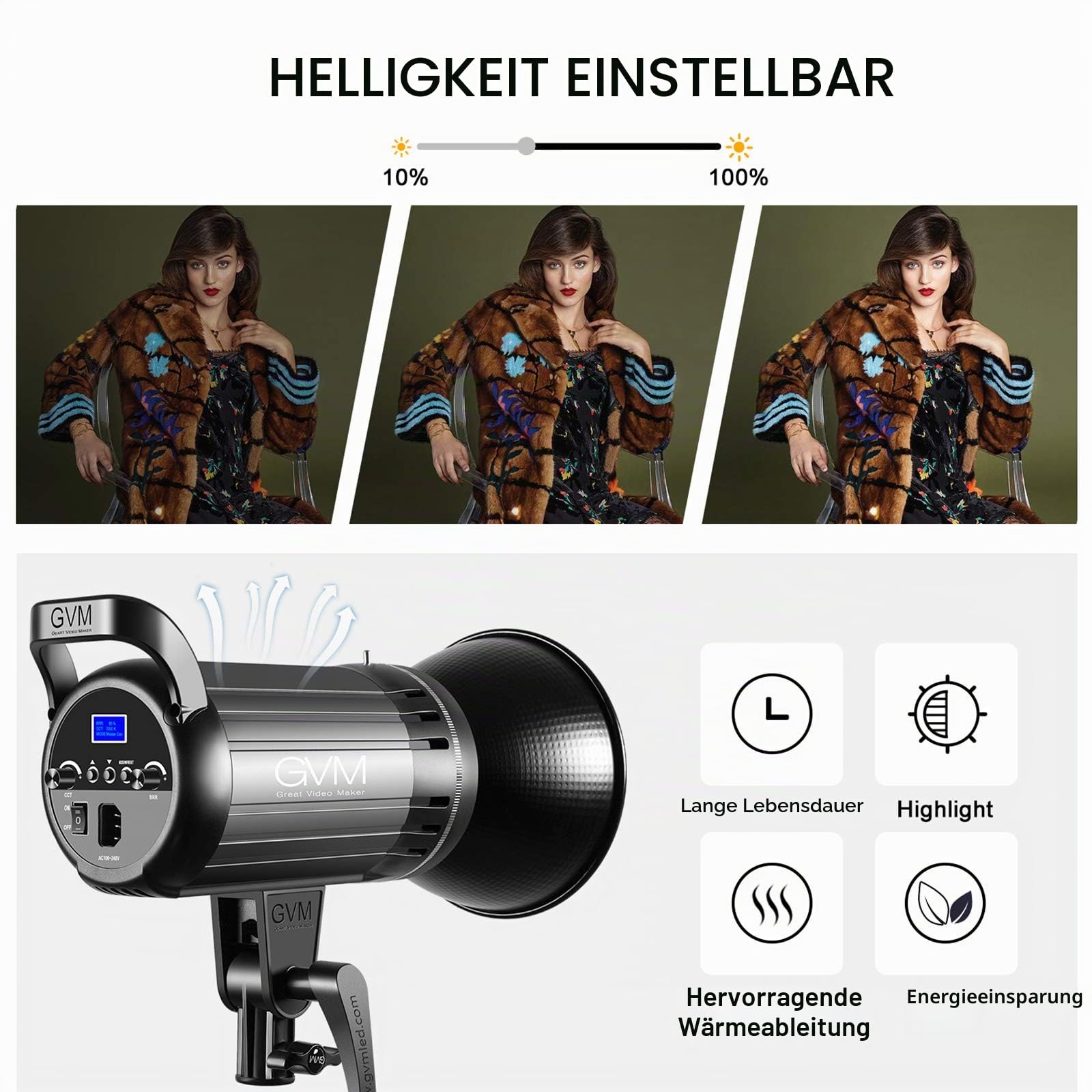 GVM 100W LED Videoleuchte mit Latern Softbox, 3200K-5600K Bi-Color COB Studiolicht, 40000lux/0.5m Fotografie Dauerlicht für Foto Studio Video YouTube Streaming Film Licht CRI97+ APP-Steuerung