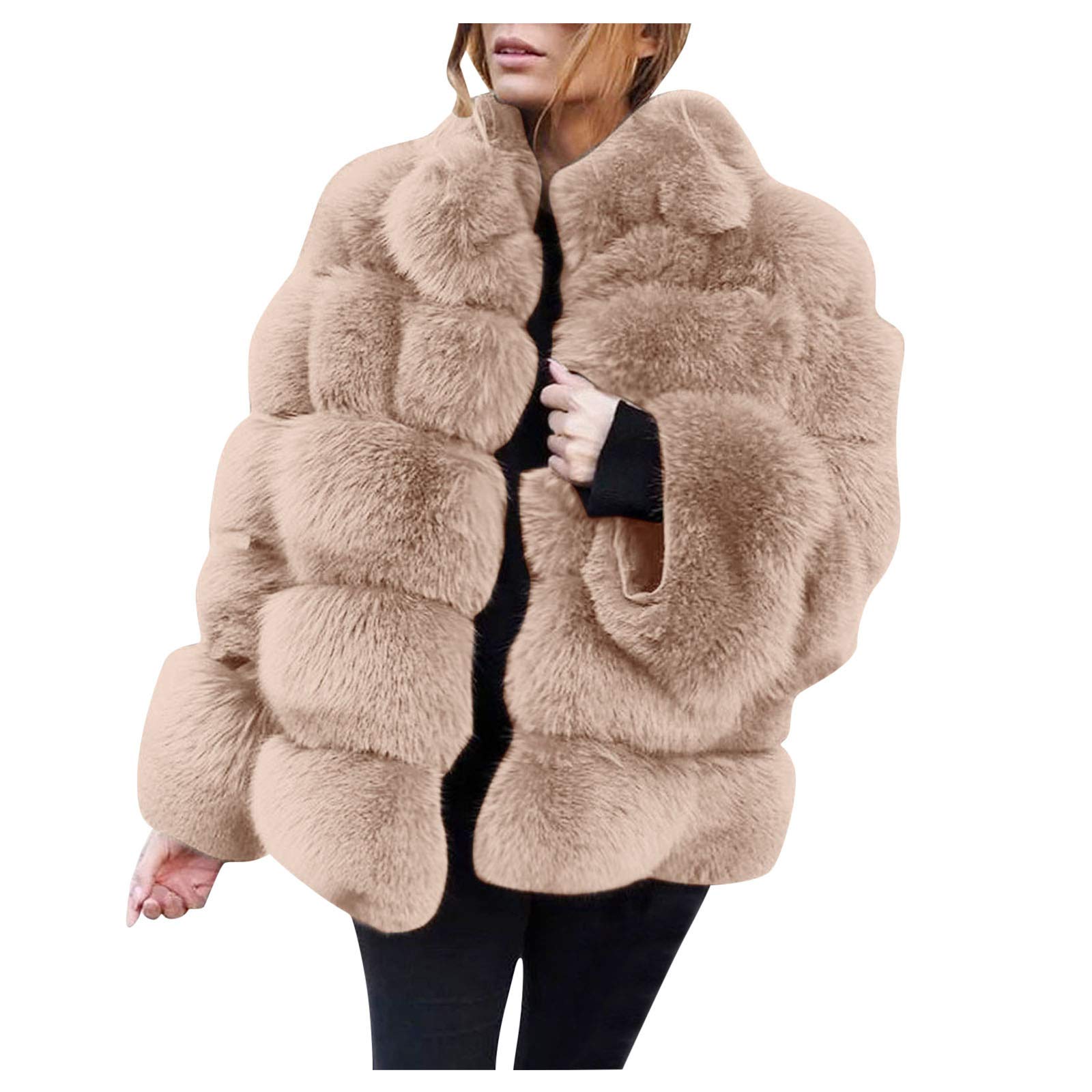 Thick Winter Furs Coat Jacket Luxury Fluffy Faux Fox Fur