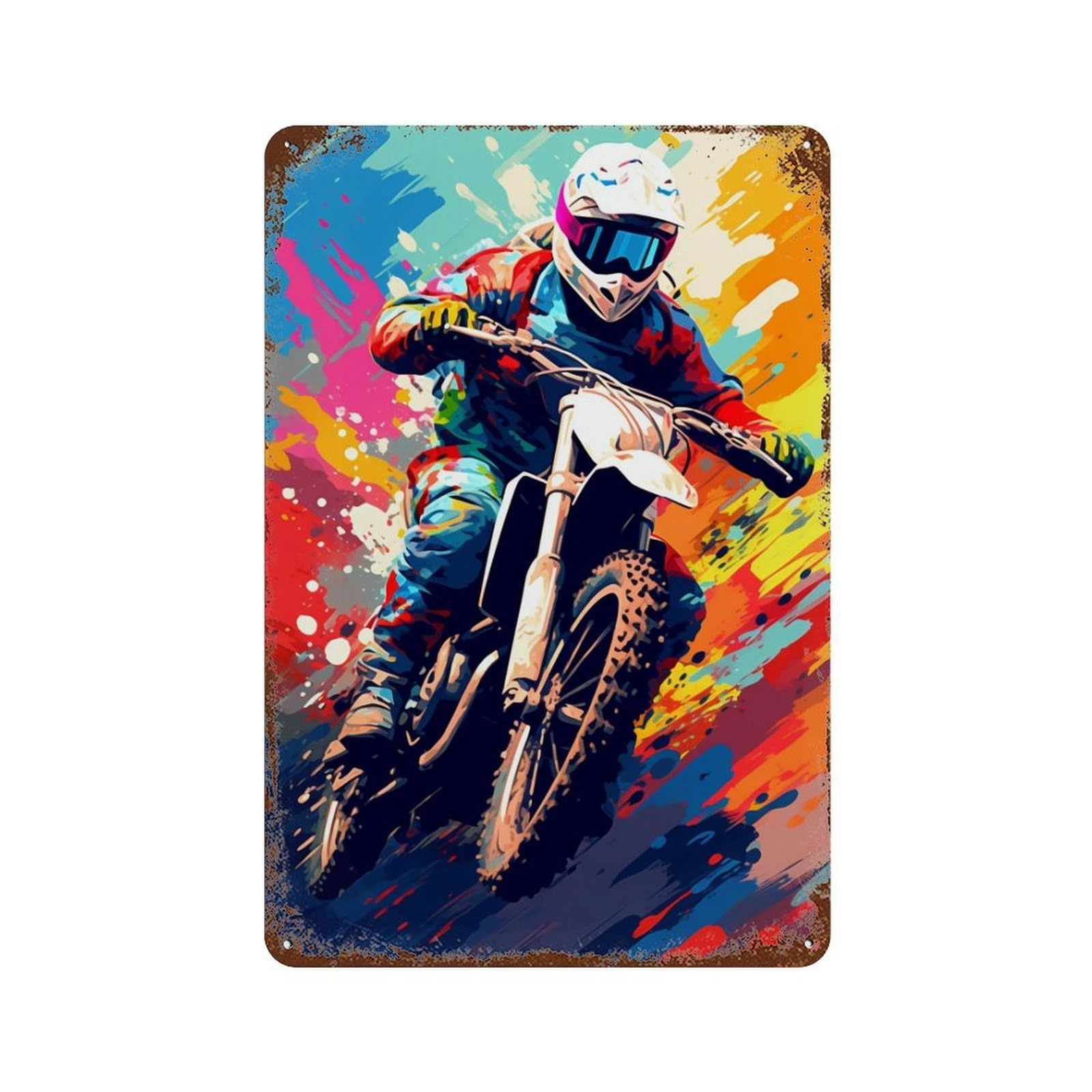 Motocross Rider in Action 11.8"x7.9" Retro Metal Sign, Vintage Wall Decor for Office, Studio And Wall Decor