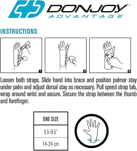 Miniatura 3 de DonJoy DA161WB02-BLK-L Muñequera estabilizadora de velocidad para túnel carpiano, esguince, tensión, tendinitis, inestabilidades, estadía en la