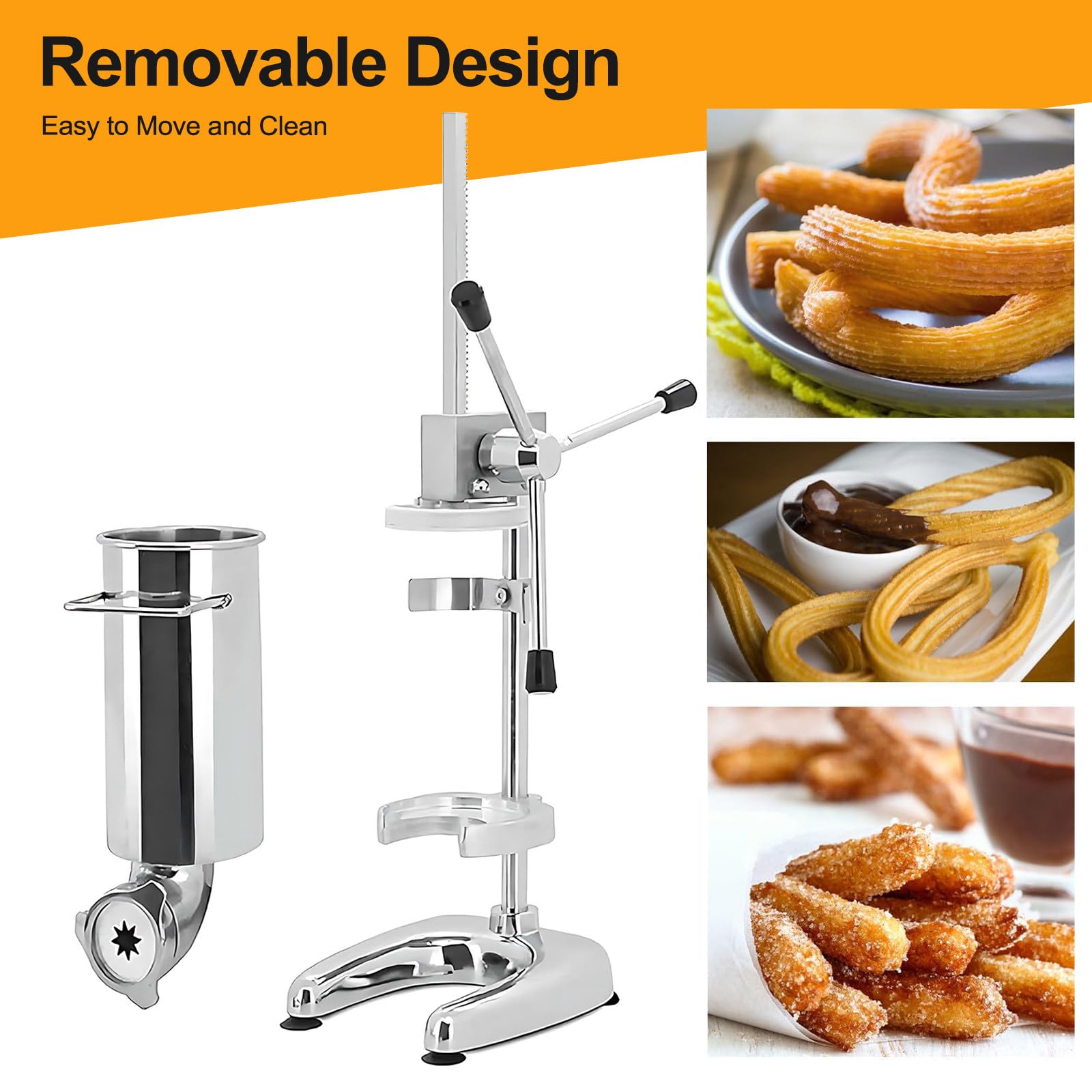 Churros Maker - Extrusora de masa manual de acero inoxidable resistente para auténticos churros crujientes, ideal para restaurantes, panaderías y uso doméstico