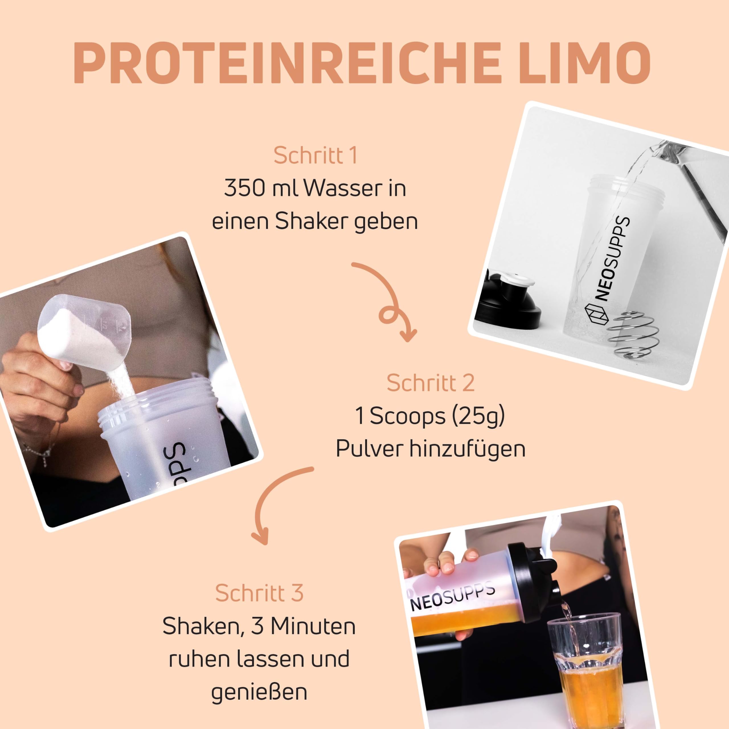 NEOSUPPS Clear Whey Isolate Peach Ice Tea 2000g, Made in Germany, Leichtes wasserlösliches Whey Isolat Protein Pulver, perfekte Alternative zu Limo & Fruchtsäften, Hochwertiger Molkenprotein Isolat
