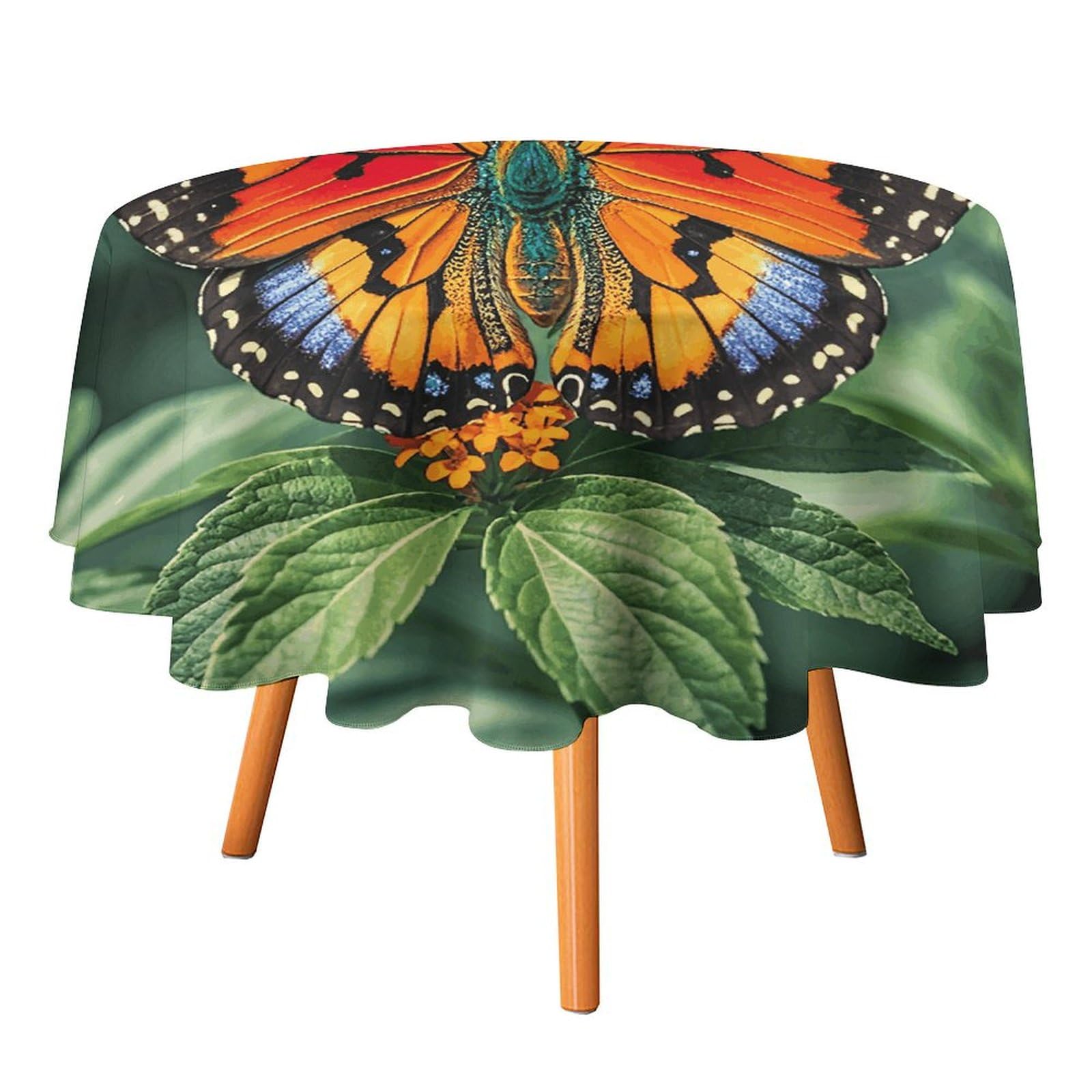 Nappe polyester imprimé papillon coloré pour décoration de table