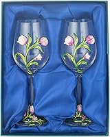 Vista 7 de Simcat Handmade Painted Enamel Flower Glass Wine Glasses Transparent Refined Goblet, Stem For Cabernet, Gifts