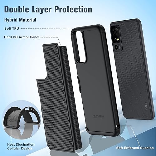 Miniatura 10 de FNTCASE Funda para TCL 40-XE 5G Funda de teléfono con textura mate de doble capa a prueba de golpes de grado militar  Protección resistente a prueba