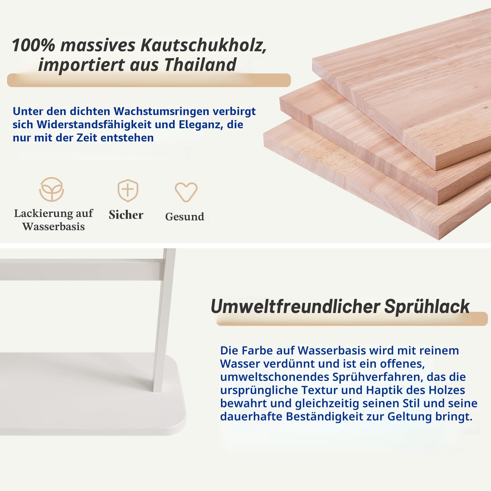 Aibiju Garderobenständer 180 cm mit Rechteckigem Sockel und 5 Haken, Kleiderständer Massivholz, sehr Stabiler Garderobenständer für Wohnzimmer Schlafzimmer Büro, Weiß YD-201
