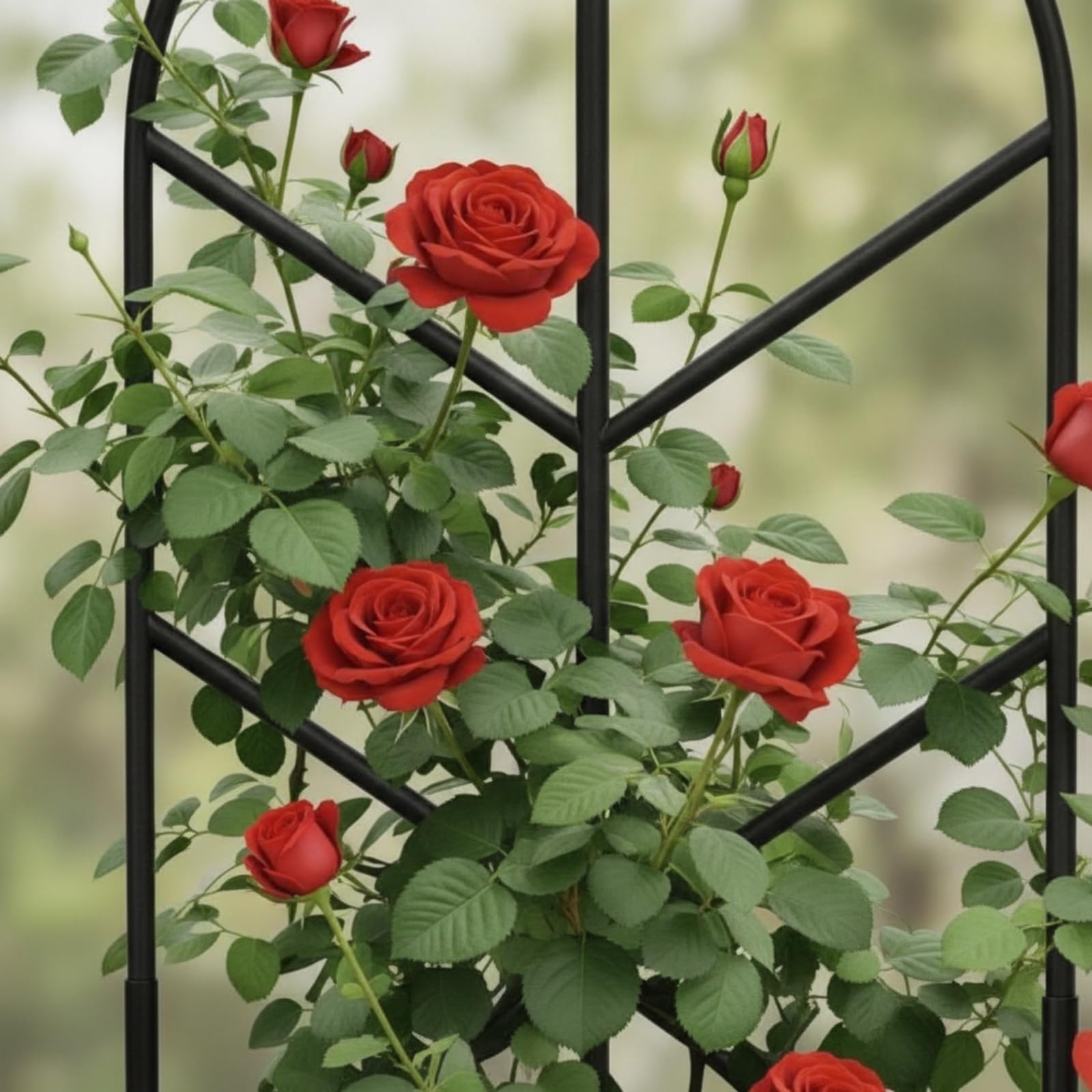 Support de Grimpe pour Plantes Treillis Tuteur Cadre Structure en Métal Noir Robuste Maintien des Lianes et du Lierre Adapté à Intérieur Terrasse Salon Véranda