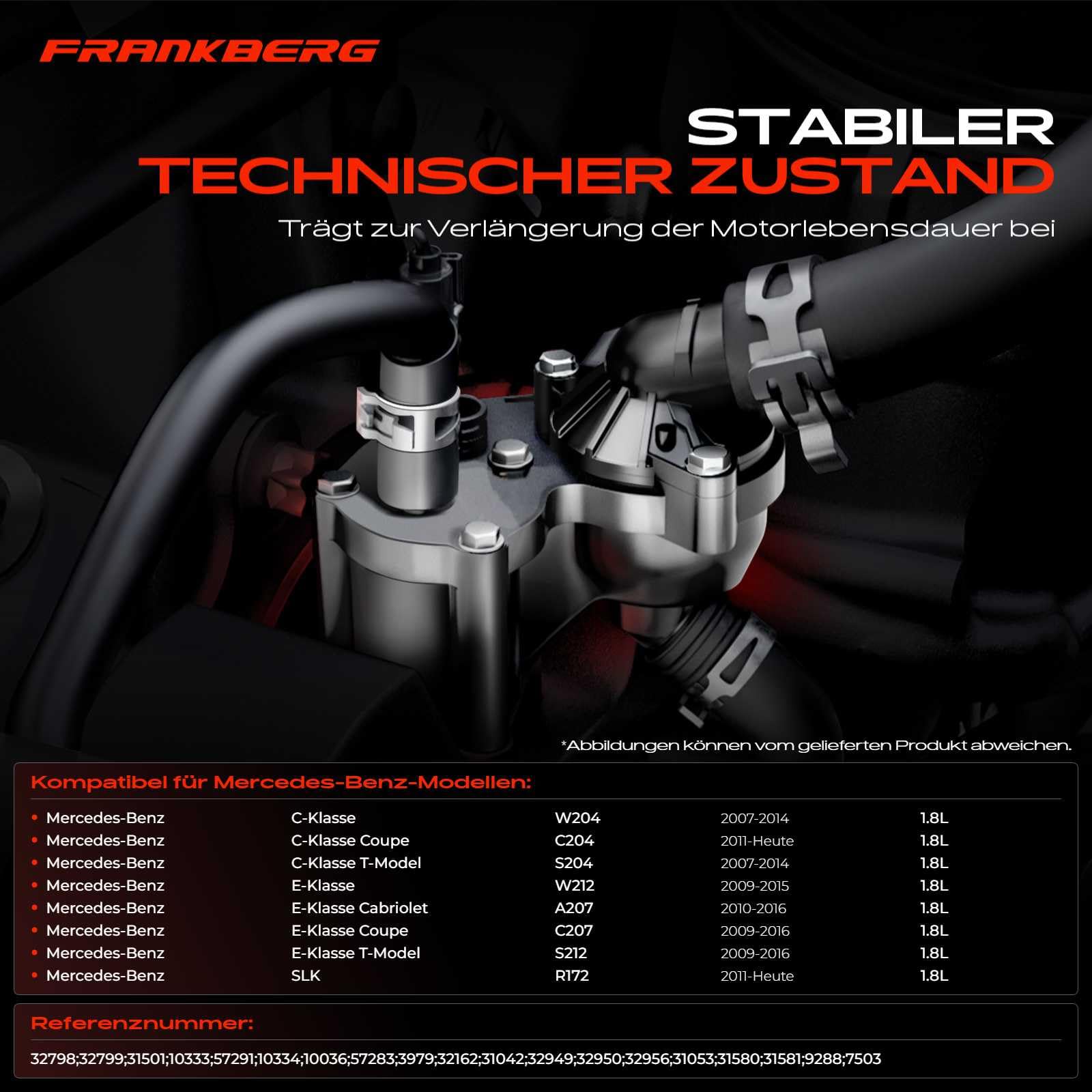 Frankberg Termostato del liquido di raffreddamento 2712000315 | Compatibile con: SLK R172, Classe E W212, Classe C Coupé C204, Classe E Modello T S212, Classe E Cabriolet A207