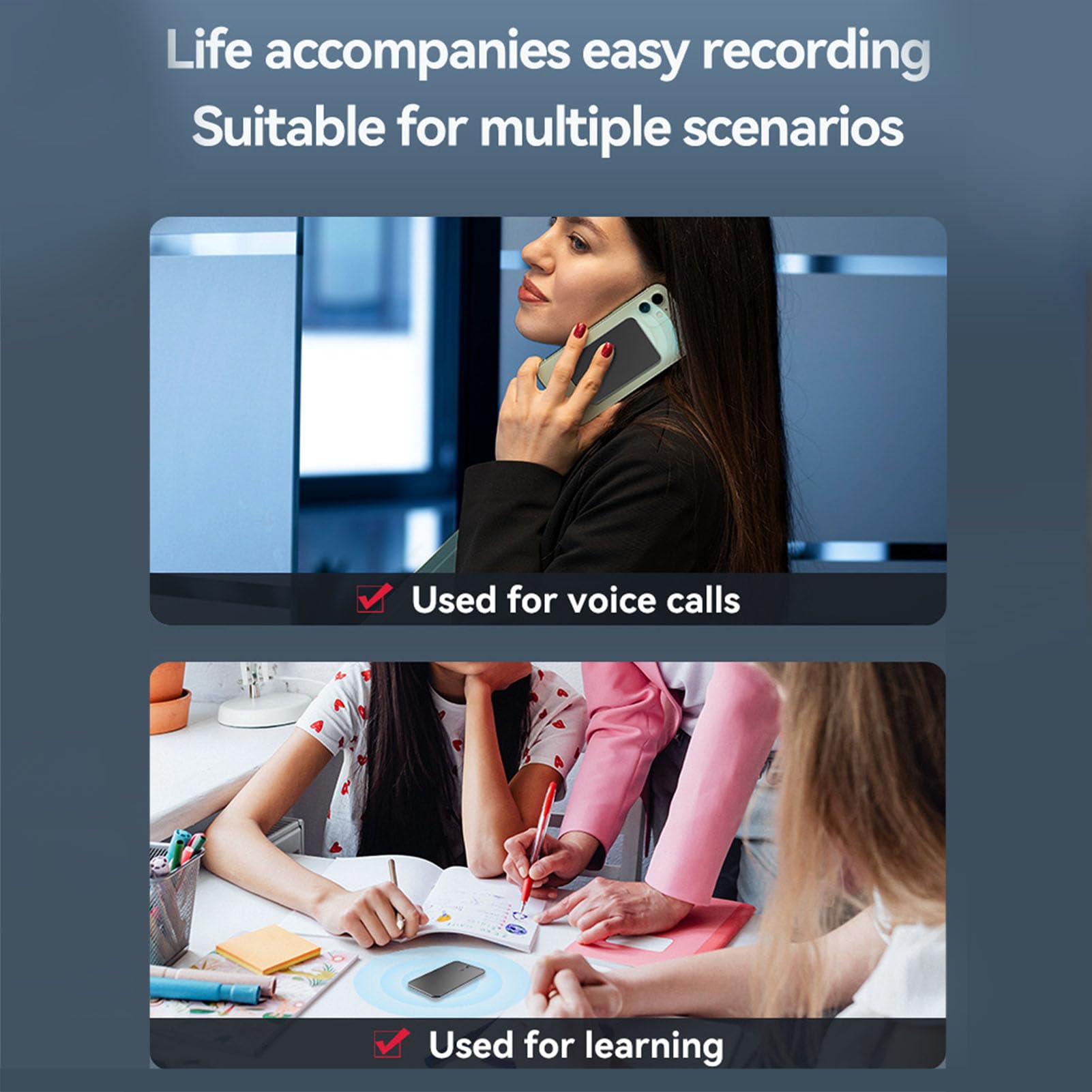 GOWENIC Enregistreur Vocal IA, Enregistrement IA, Traduction en 112 Langues, Transcription en Temps Réel, Organisation Intelligente du Contenu, pour Les Cours, Les Réunions et Les appels. (64GB)