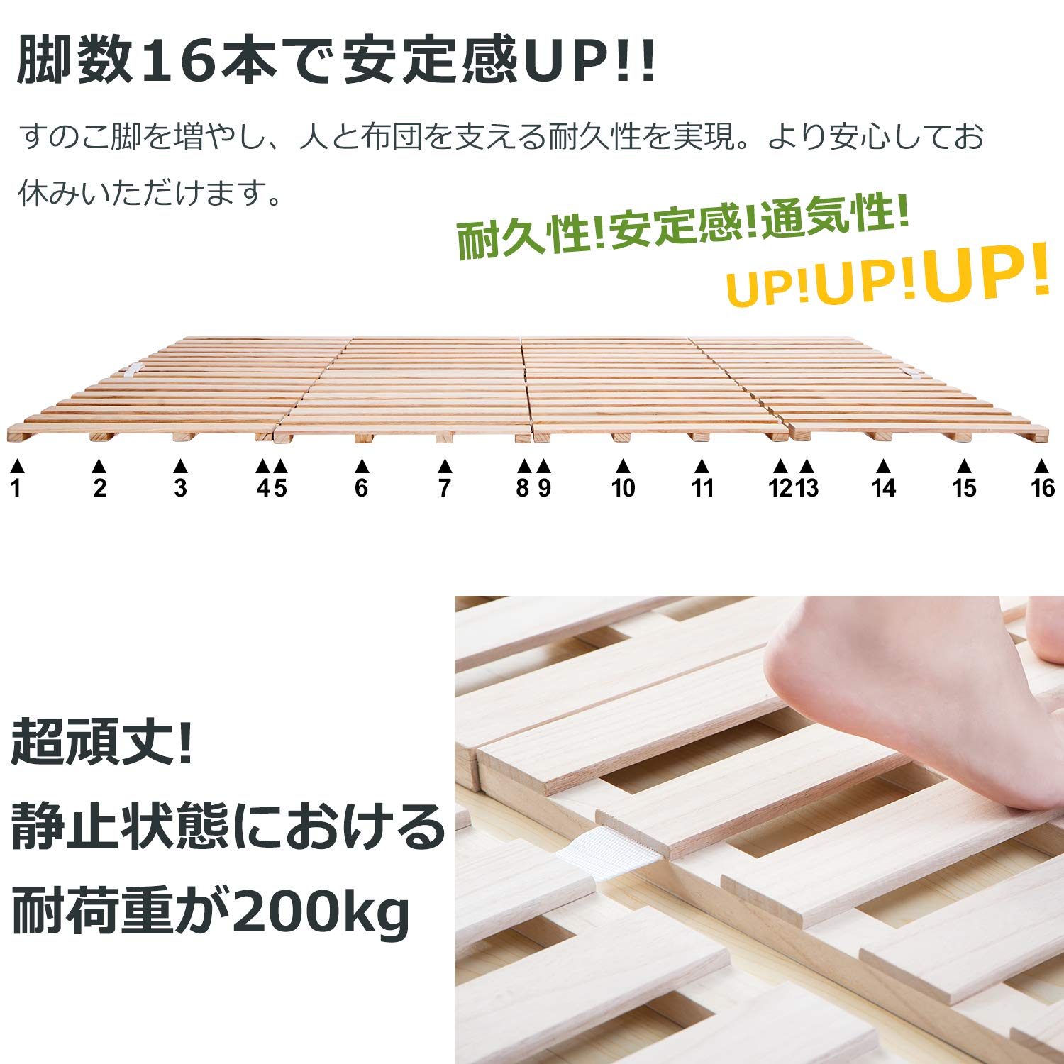 Amazon｜すのこベッド シングル 折りたたみ 4つ折り 天然桐 湿気対策