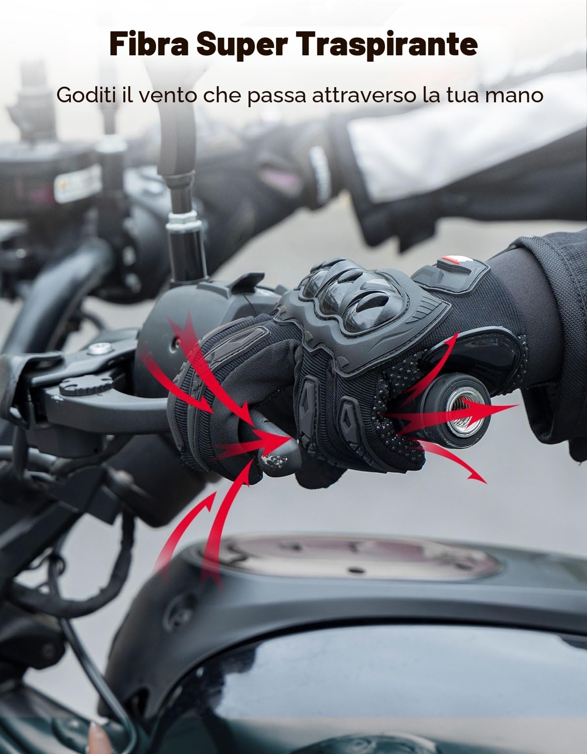 KEMIMOTO Guanti Moto Estivi, Guanti da Moto Uomo Donna, Guanti da Motociclismo Touchscreen con Protezione per Motociclo, Ciclismo, Campeggio, Outdoor e Attività Sportive