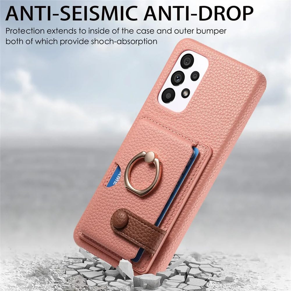 Funda de Cuero con Anillo para Samsung Galaxy S23 S21 FE S24 Ultra S22 Plus A54 A14 A15 A25 A35 A55, Billetera con Tarjetero, marrón, para A13 4G