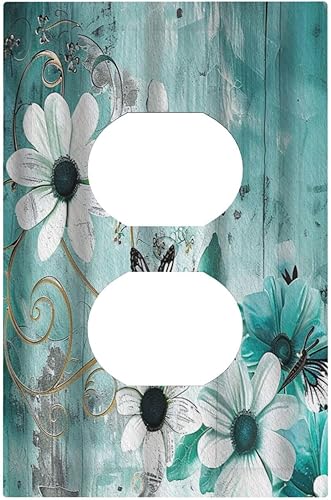 Miniatura 65 de Placa de pared doble basculante de mármol azul, cubierta decorativa de interruptor de luz de 2 cuadras, moderna acuarela degradada, arte de tinta