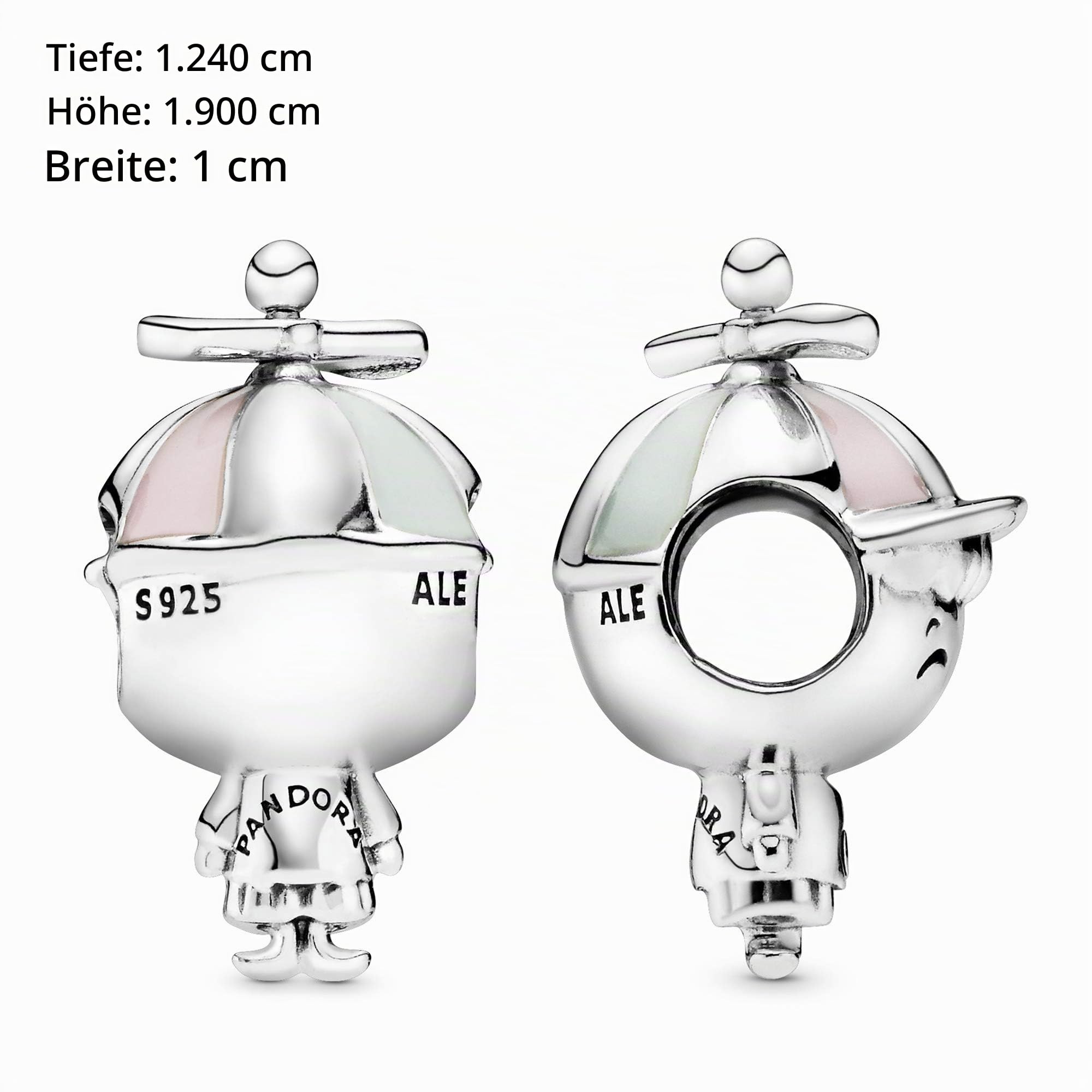 Pandora Charm Pandora 798015ENMX Kind Silber mit rosa und grünen Emaille
