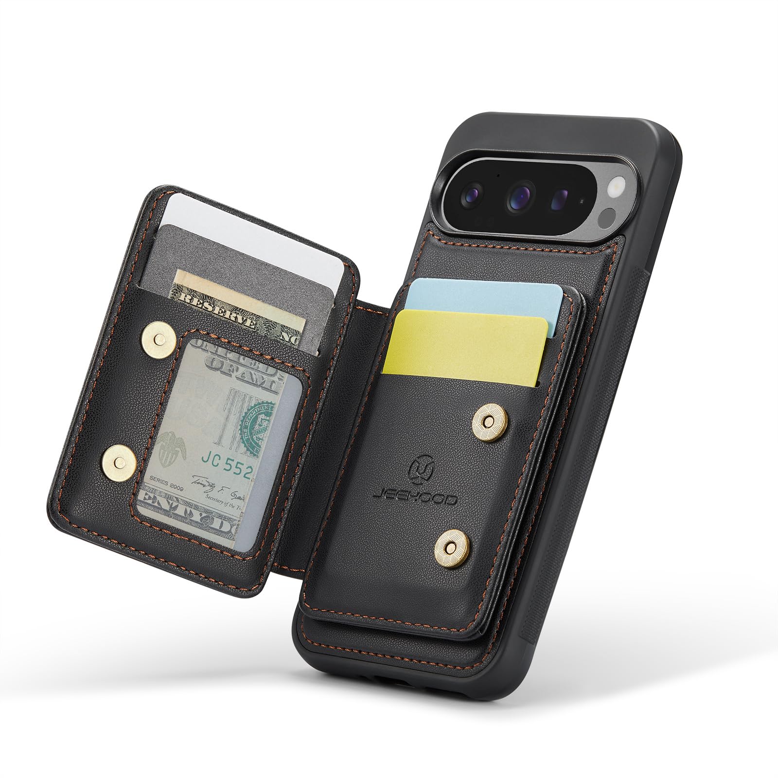 Hongxinyu Case for Google Pixel 9 Pro XL 2024,[Compatible with MagSafe] Detachable Magnetic Wallet Case with RFID Blocking Card Cash Slot Cover