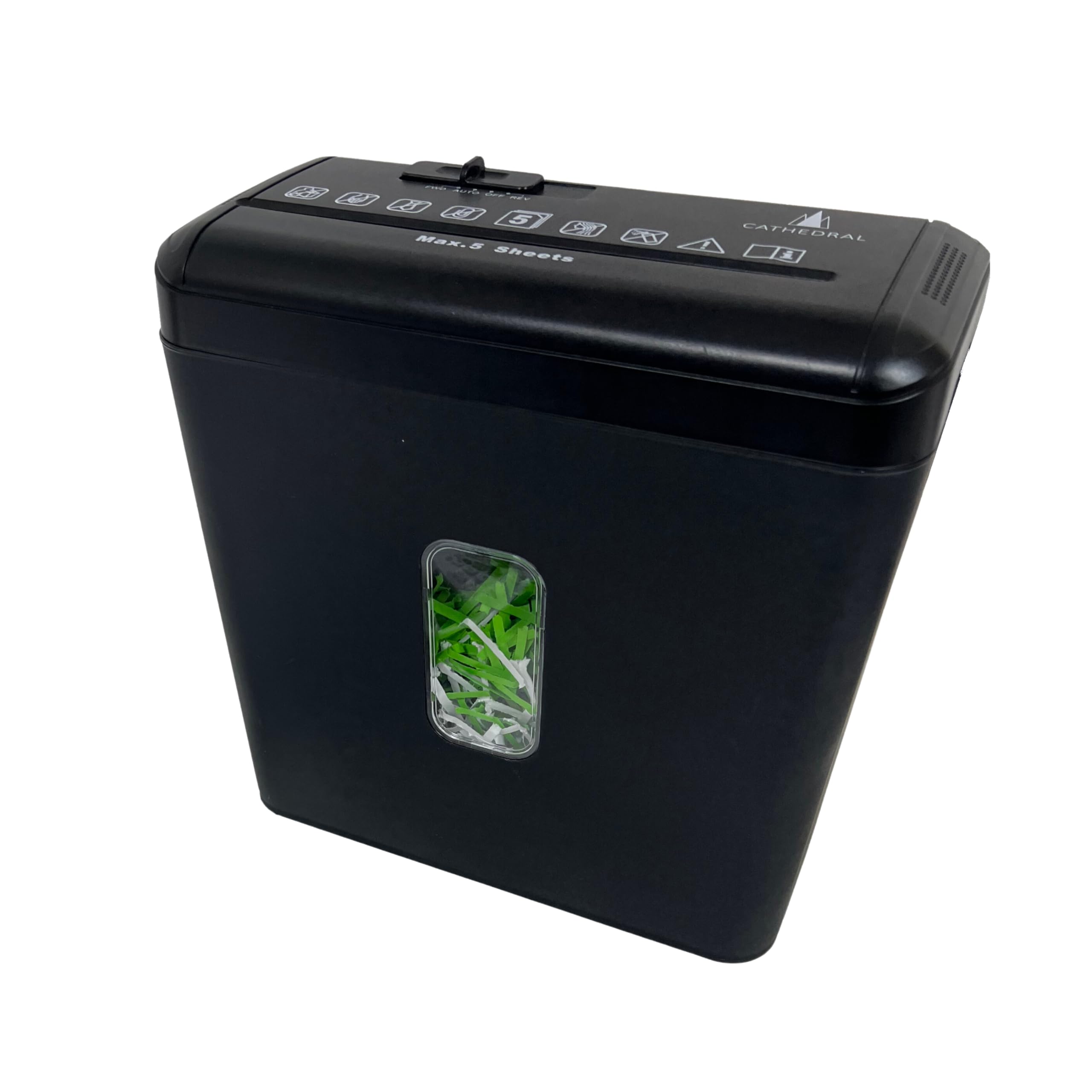 Cathedral Products | 5 Sheet P3 Cross Cut Shredder with 8.5 Litre Bin, Auto Paper Detection & Forward and Reverse Functions