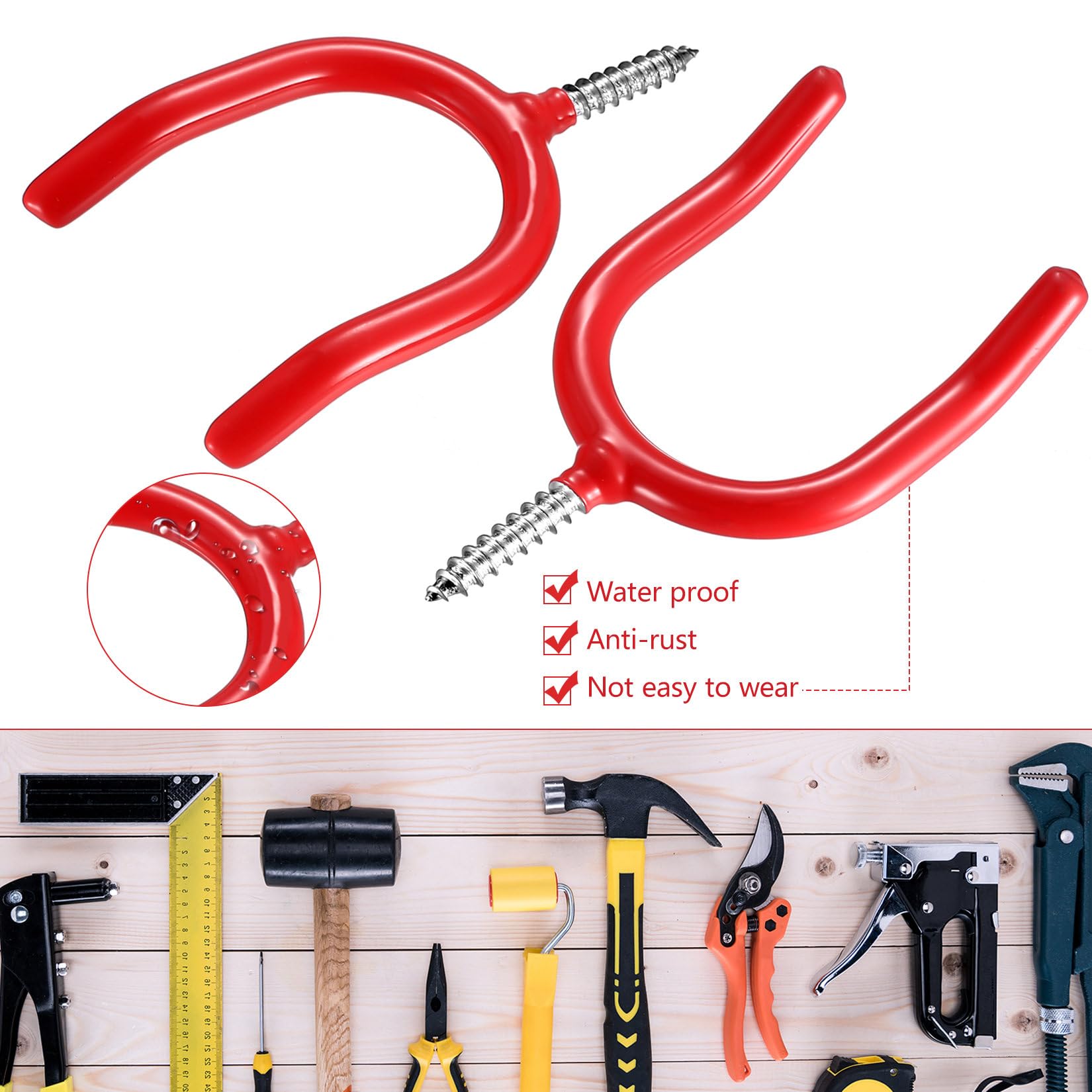 10 Pcs Garage Hooks Heavy Duty Ladder Hooks for Garage Wall Hook Shed Hook for Hanging Accessories Strimmer Garden Tool Holder Hangers Racks Brackets Storage Organizers - Image 4
