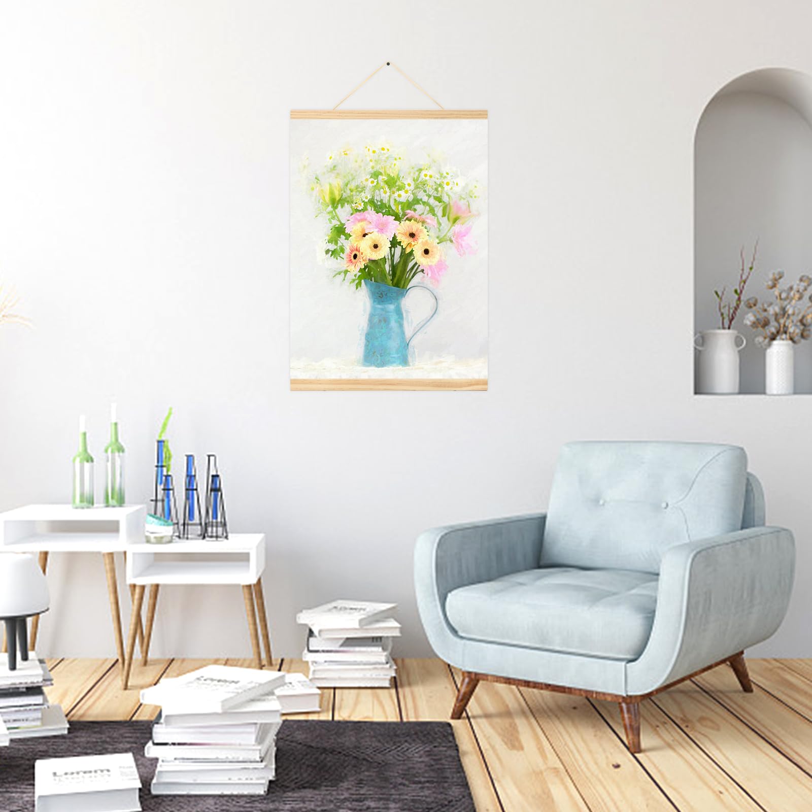 3 Listelli Magnetici Per Poster A3 - Legno Di Quercia Nero, 31 Cm, Con Ganci, Per Quadri E Foto