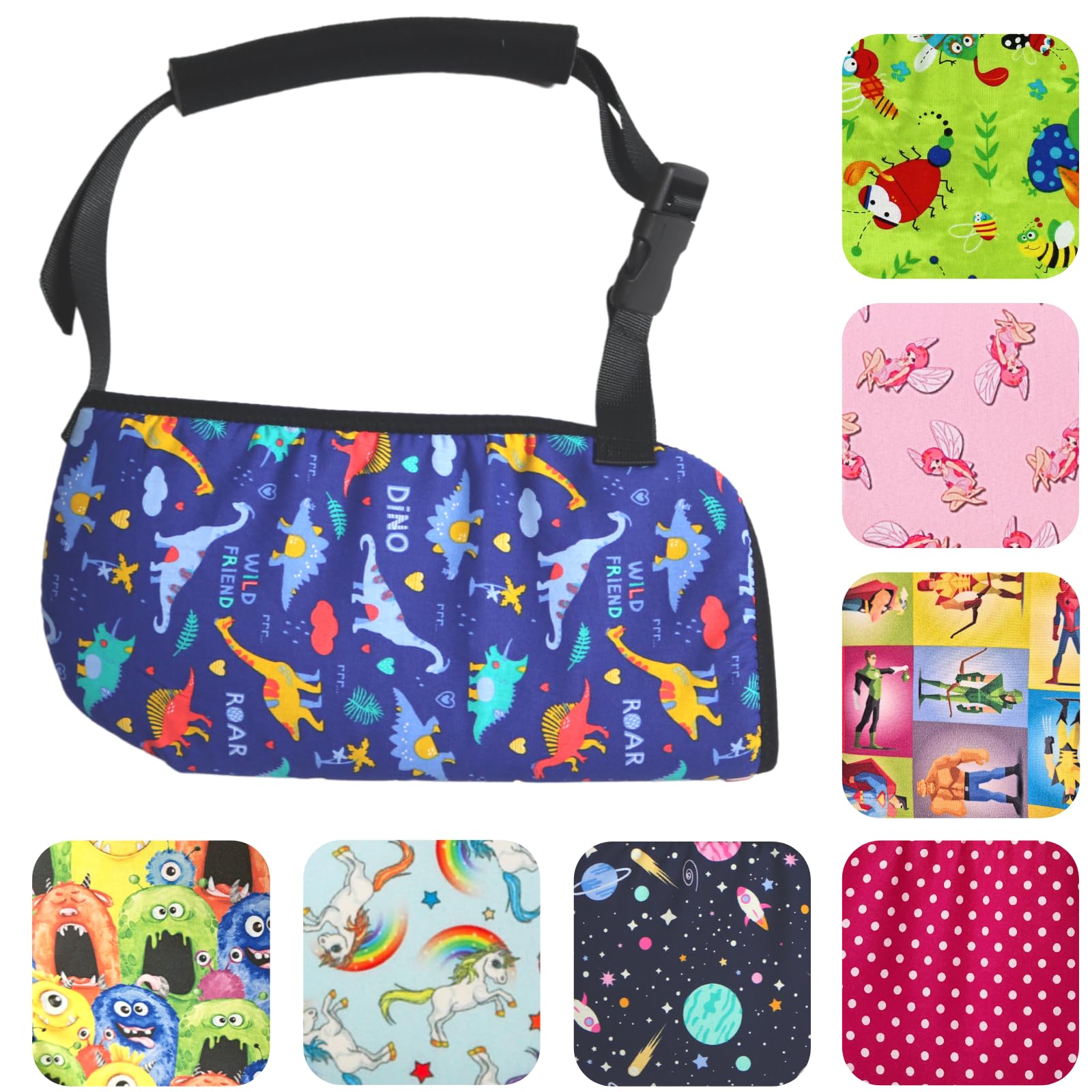 Sponsored Ad – Solace Bracing Children's Padded Sling (8 Fun Designs) - British Made & NHS Supplied Kids Sling - #1 Arm, Collarbone, Wrist, Shoulder & Elbow Support for Fractures & Injuries - Dinosaurs