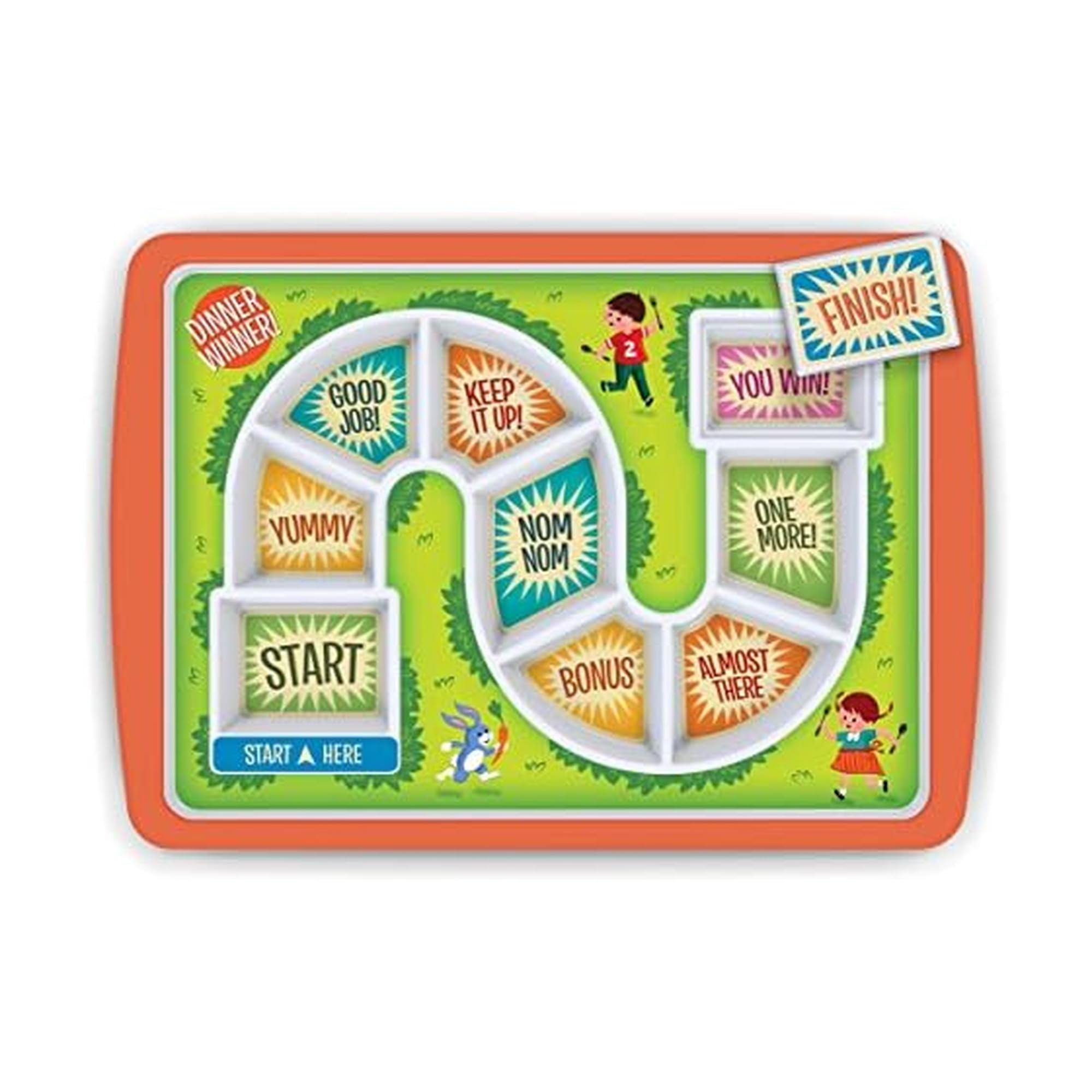 Genuine Fred DINNER WINNER, The Original Kid's Game Plate Tray - Award Winning - Picky Eater Solutions for Kids and Toddlers - Fun Mealtime - Divided Sections - Interactive Design - Dishwasher Safe