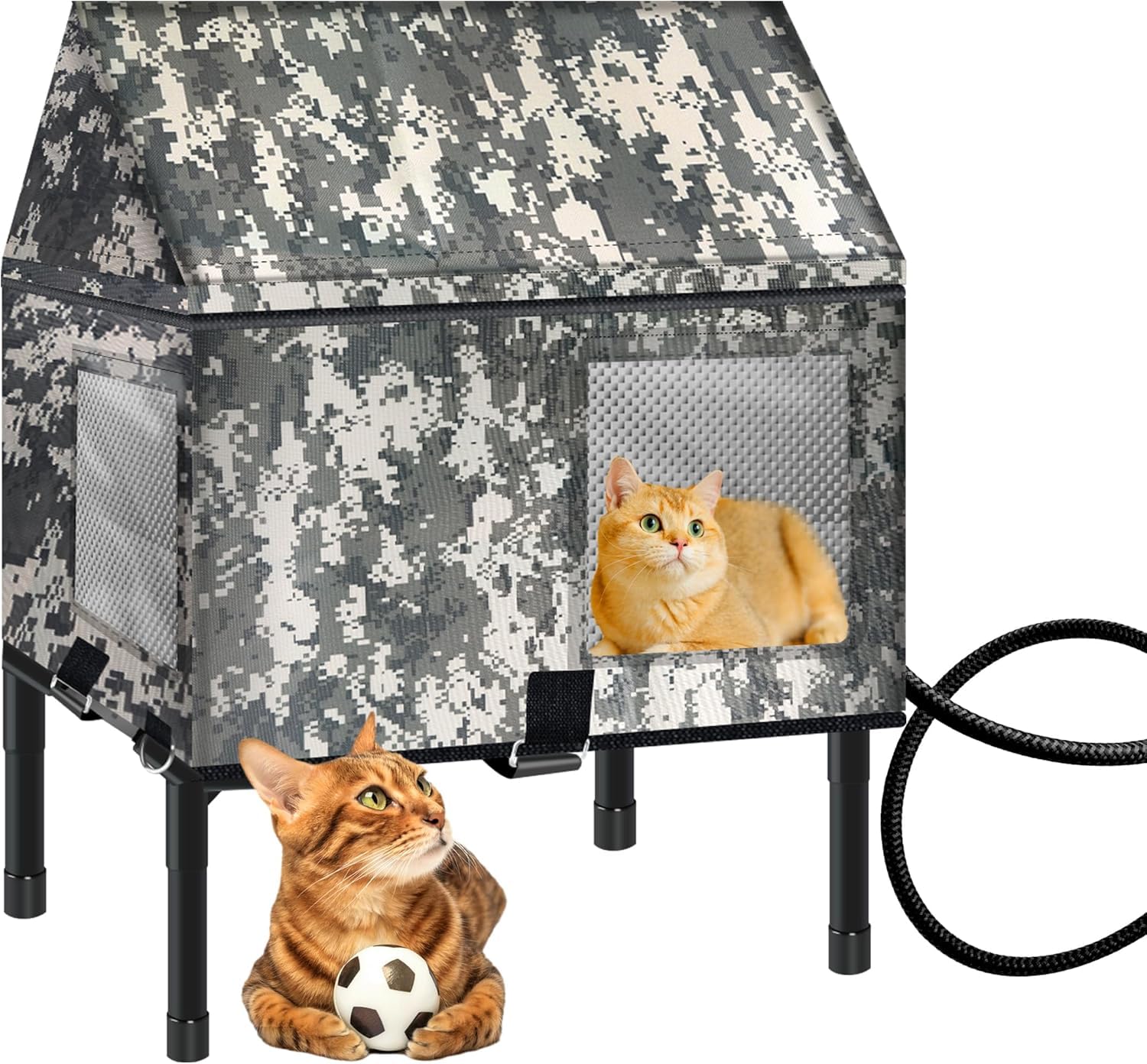 FJJRTWDG Exquisite Raised Weatherproof Heated Cat House, Artificial Pet House, Suitable for Indoor and Outdoor Pets Suitable for Indoor Pets(25.2