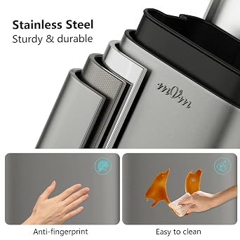 mVm Bathroom Pedal Bin, 6L Small Slim Stainless Steel Trash Can with Lid & Removable Inner Bucket, Fingerprint-Proof Compact Waste Bin for Bathroom, Bedroom & Office (2, Grey, 6L+30L)