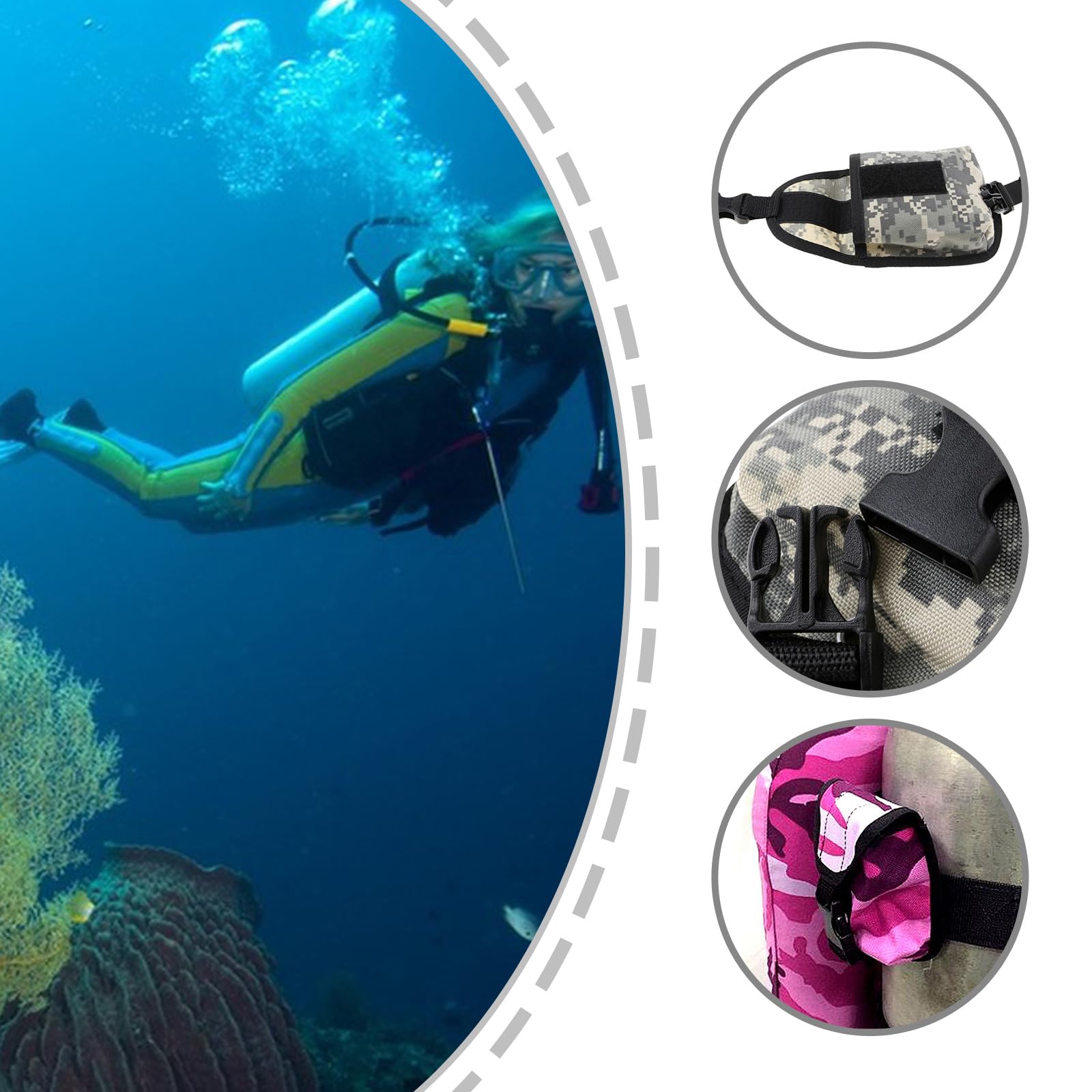 2KG Immersione Peso Cintura Tasca Con Fibbia Borsa Scubas Tasca Per Snorkeling