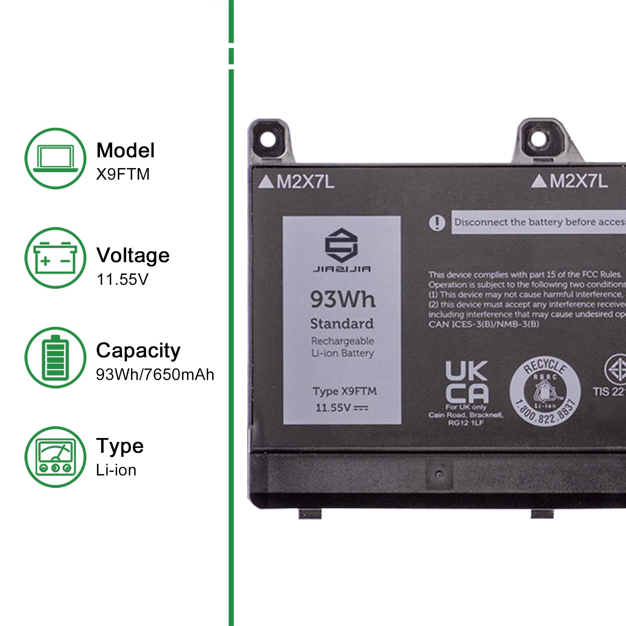Amazon.com: JIAZIJIA X9FTM Laptop Battery Replacement for Dell
