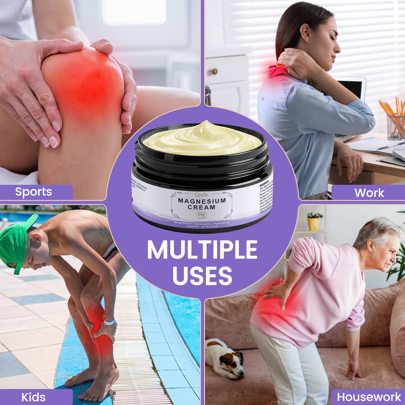 Magnesium Cream, Magnesium Lotion for Sleep, Pain & Leg Cramps, Topical Magnesium Chloride Cream for Muscle Relaxation, Calm, Moisturizing - Skin-Friendly & Safe for Kids & Adults | 3.53OZ (Lavender) — Amazon image 6