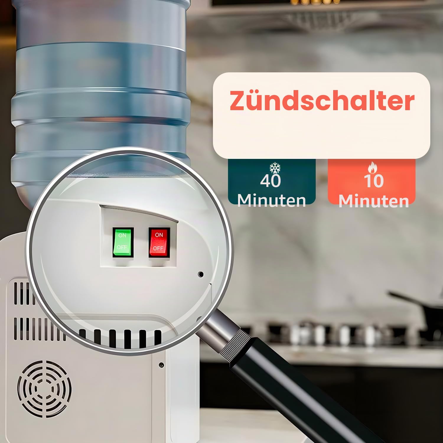 Avilia Elektrischer Wasserspender – Wasserspender mit 2 Temperaturen mit Heizung 500 W und Kühlung 70 W – Tank aus Edelstahl, 29 x 38 x 28 cm – kompatibel mit Trinkflaschen 3-5 Liter
