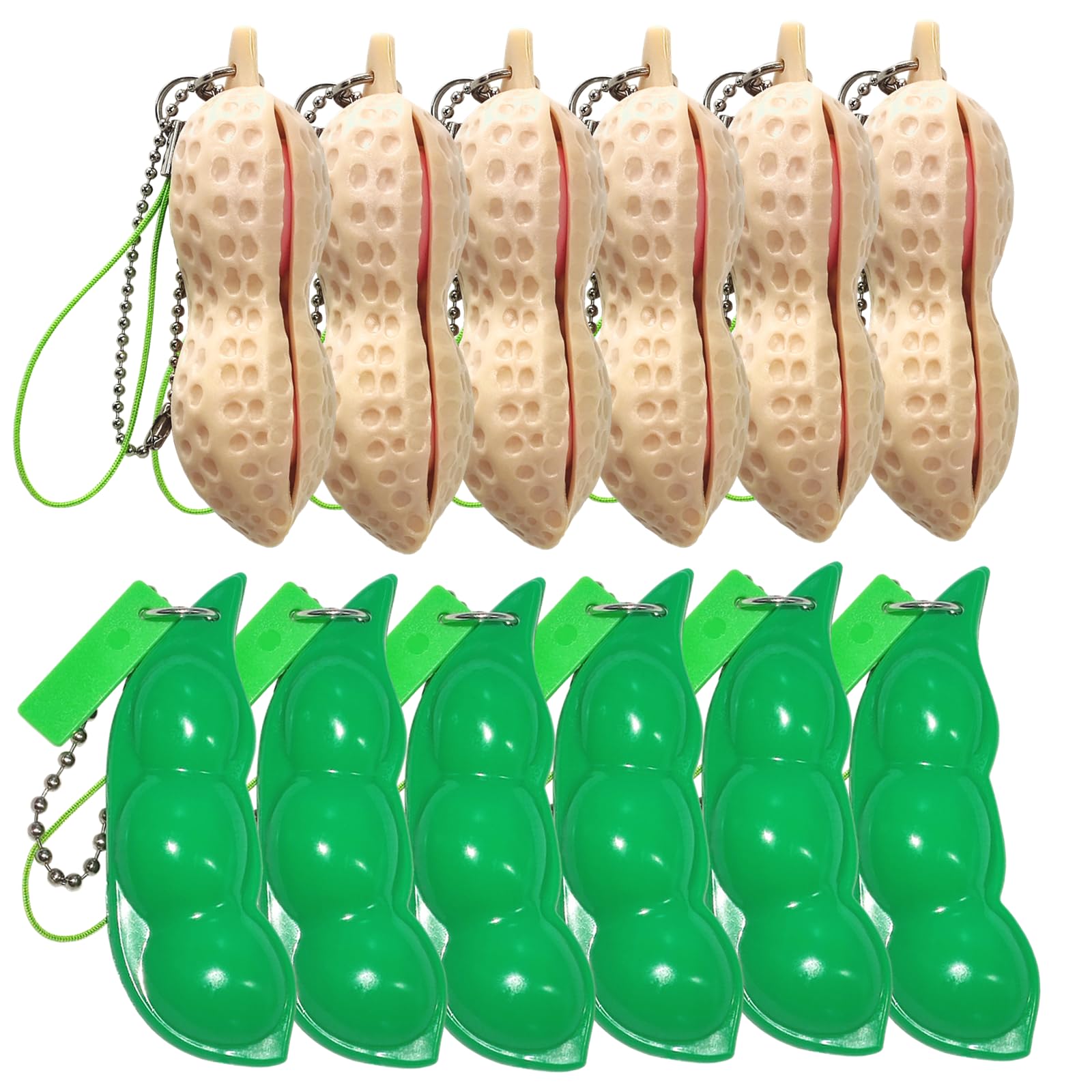 Lot De 12 Jouets Anti-Stress Squeeze Bean En Plastique - Porte-clés - Pour TDAH, Anxiété, Récompenses Classe